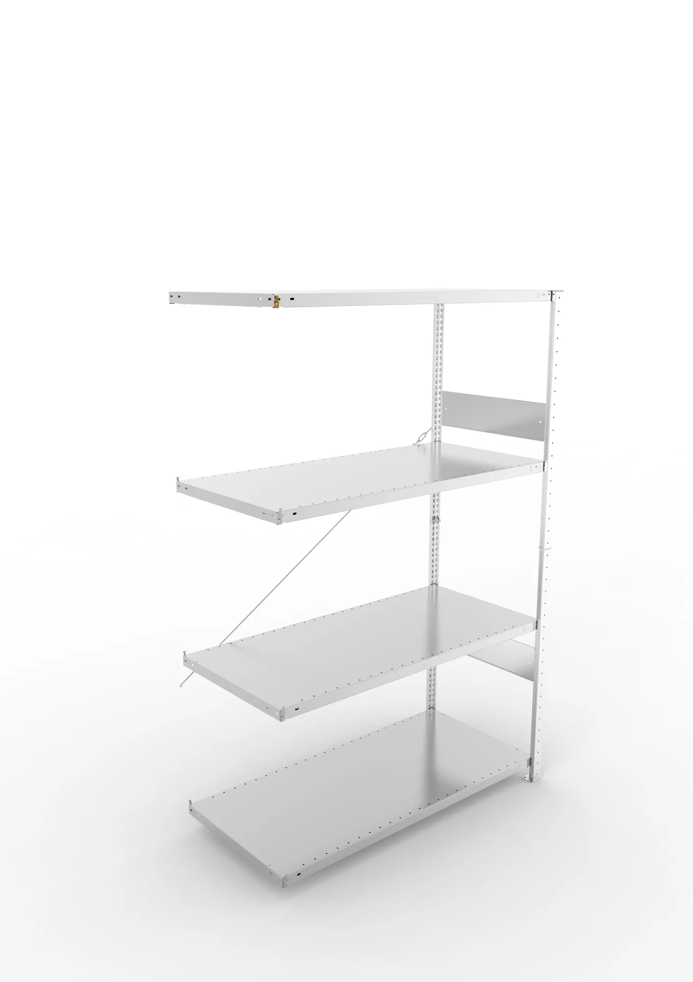 META CLIP SPLIT | Fachbodenregal | Anbauregal | 2000 x 1300 x 600 mm | Fachlast 230 kg | 3+1 Ebenen | verzinkt