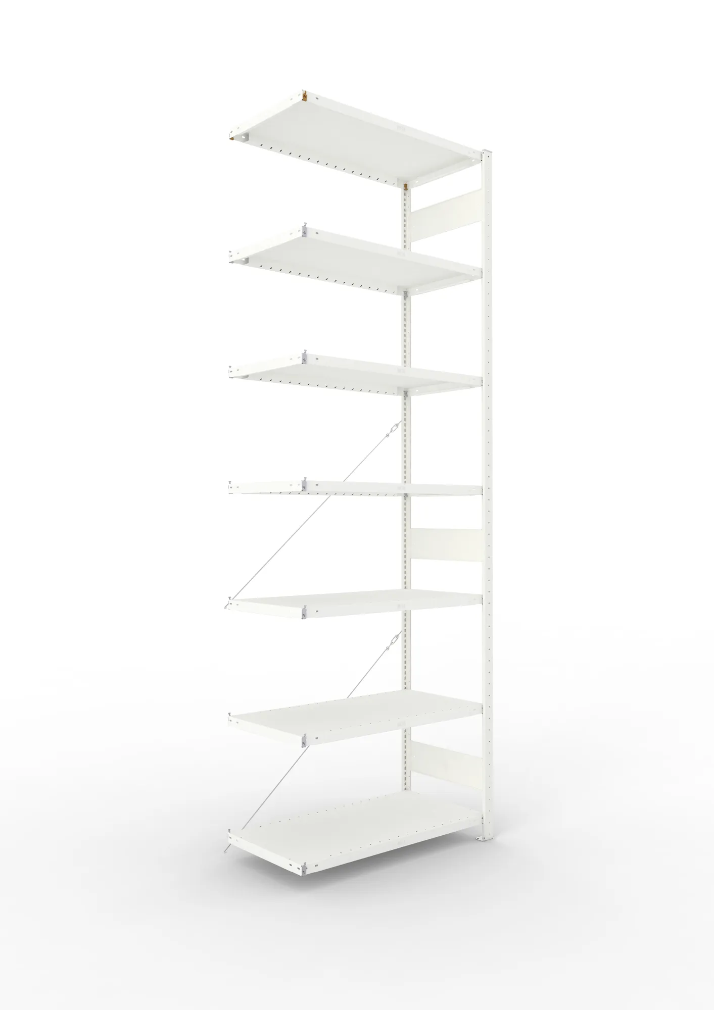 META CLIP | Fachbodenregal | Anbauregal | 3000 x 1000 x 500 mm | Fachlast 100 kg | 6+1 Ebenen | RAL 7035