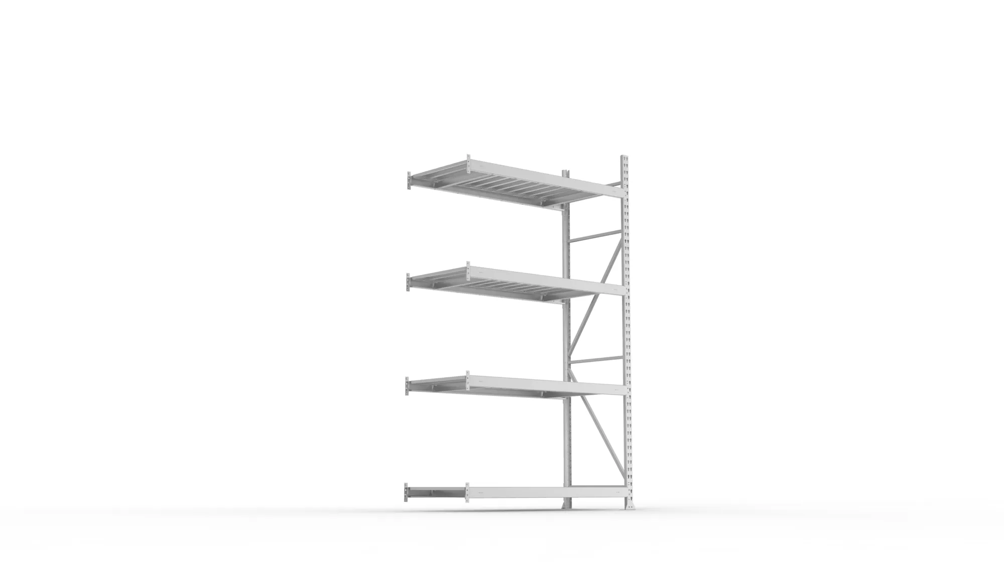 META MINI-RACK Weitspannregal | Anbauregal | 2500 x 1400 x 650 mm | Fachlast 600 kg | Stahlpaneelböden | 4 Ebenen