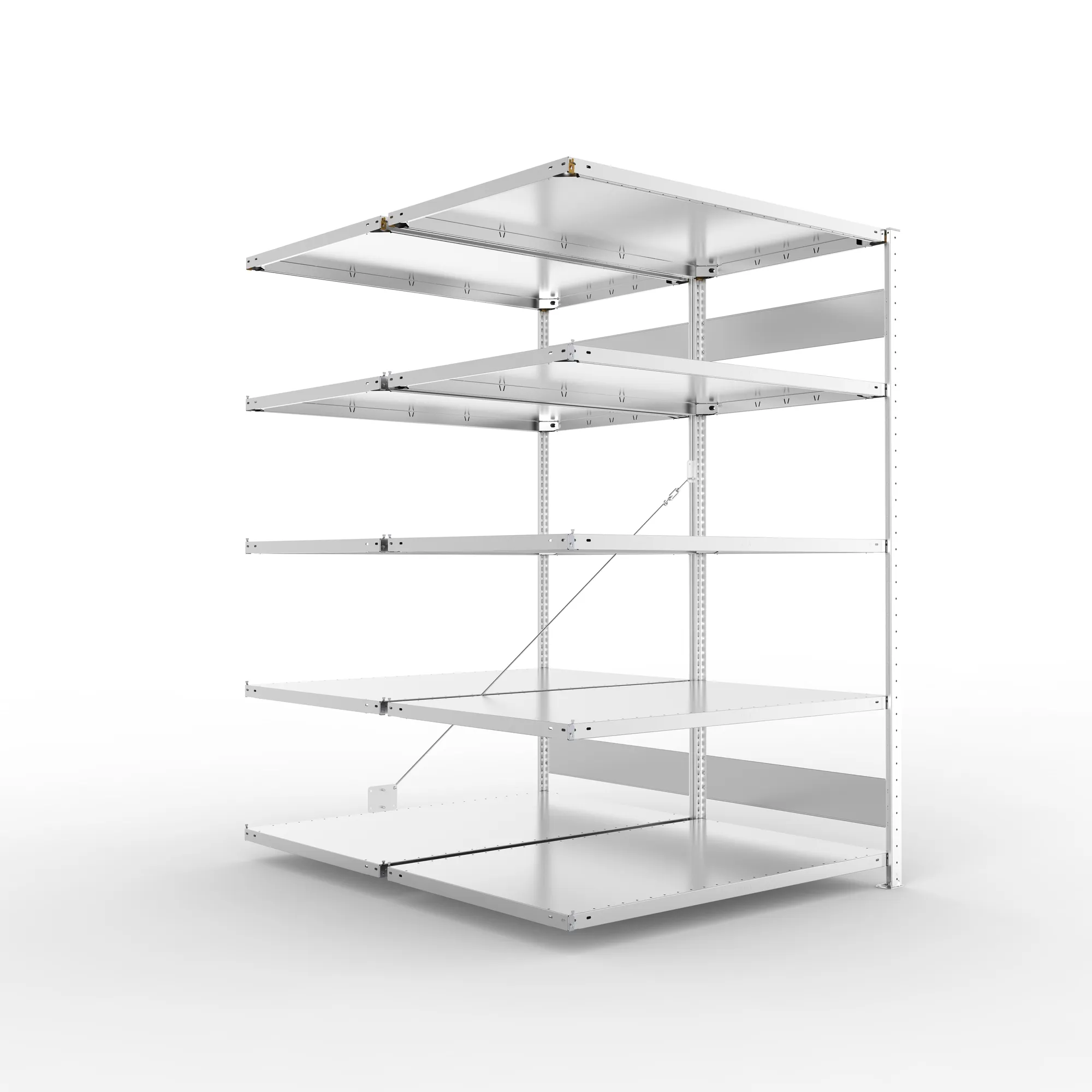 META CLIP S3 | Fachbodenregal | Doppel-Anbauregal | 2000 x 1300 x 800 mm | Fachlast 230 kg | 4+1 Ebenen | verzinkt