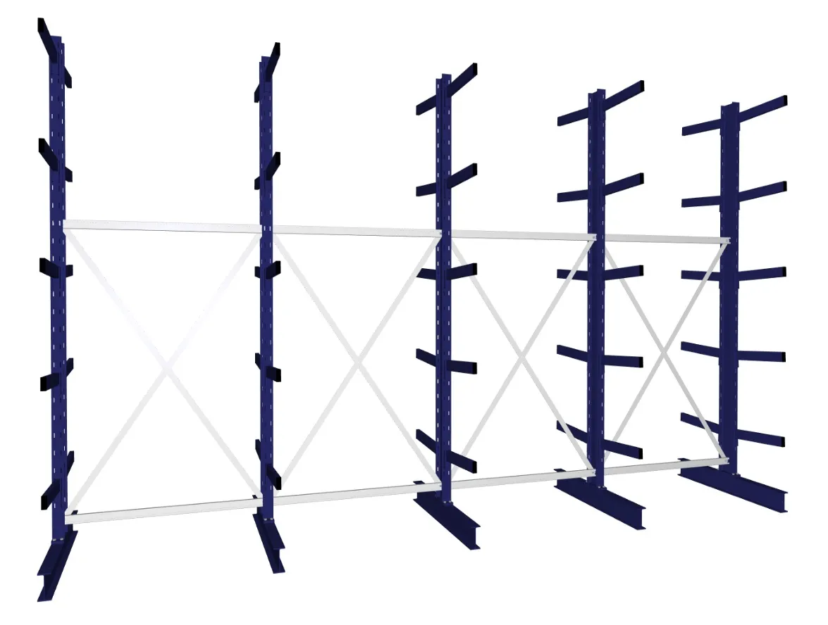 META MULTISTRONG M | Kragarmregal | 4 Felder | 3000 x 5200 x 600 mm | Armlast 355 kg | doppelseitig | 5+1 Ebenen