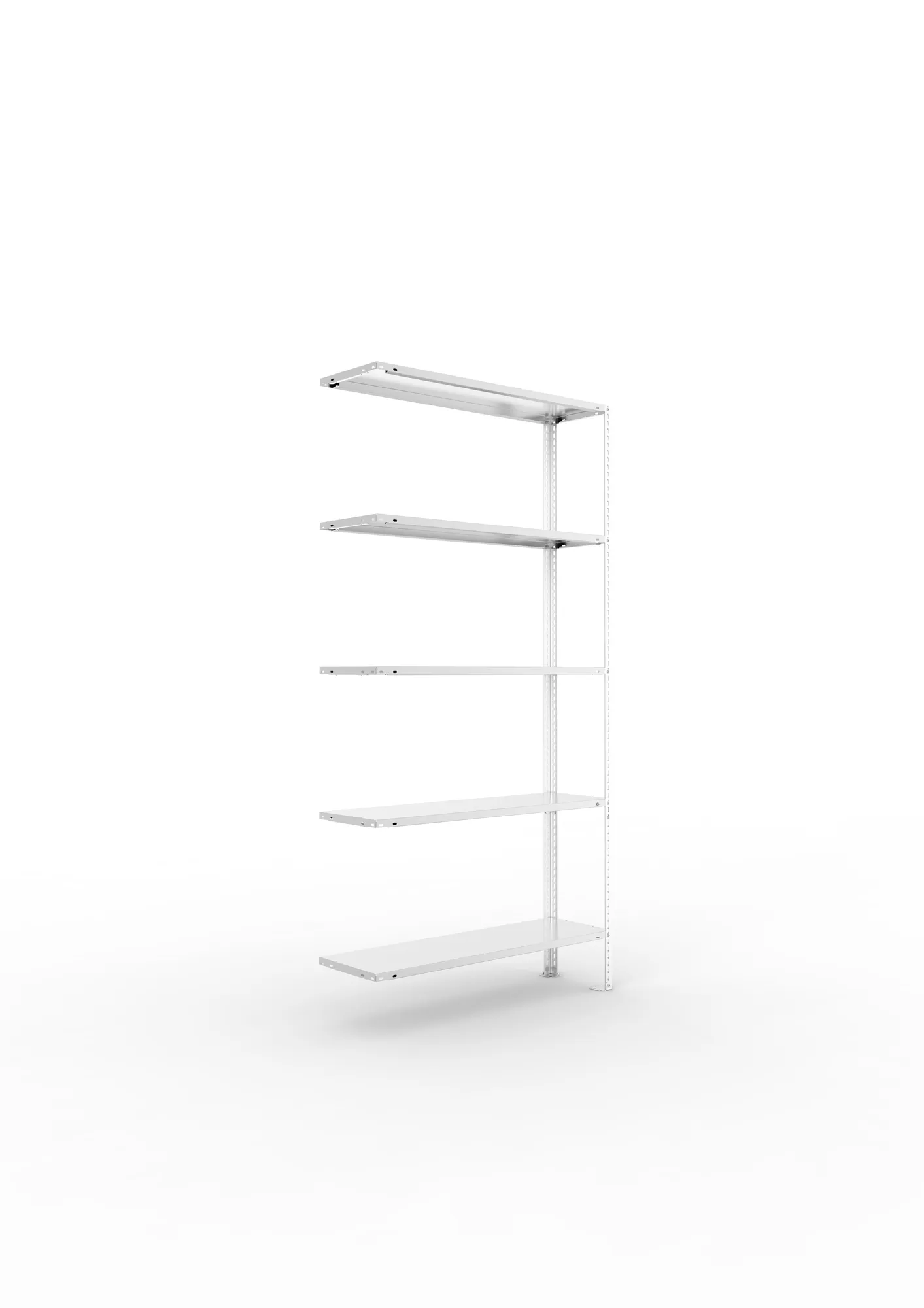 META FIX | Fachbodenregal | Anbauregal | 2000 x 1000 x 300 mm | Fachlast 80 kg | 5 Ebenen | verzinkt