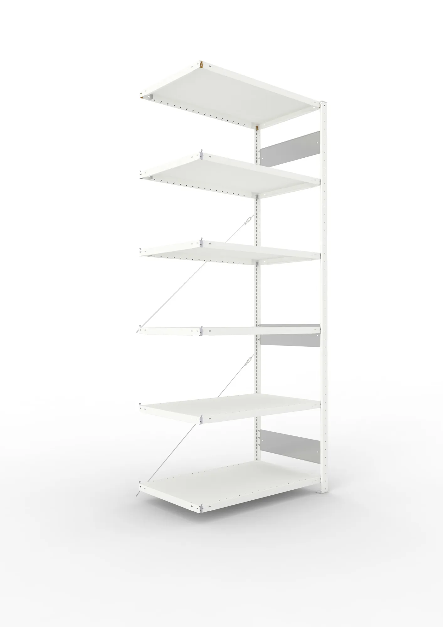 META CLIP S3 | Fachbodenregal | Anbauregal | 2500 x 1000 x 600 mm | Fachlast 100 kg | 5+1 Ebenen | RAL 7035