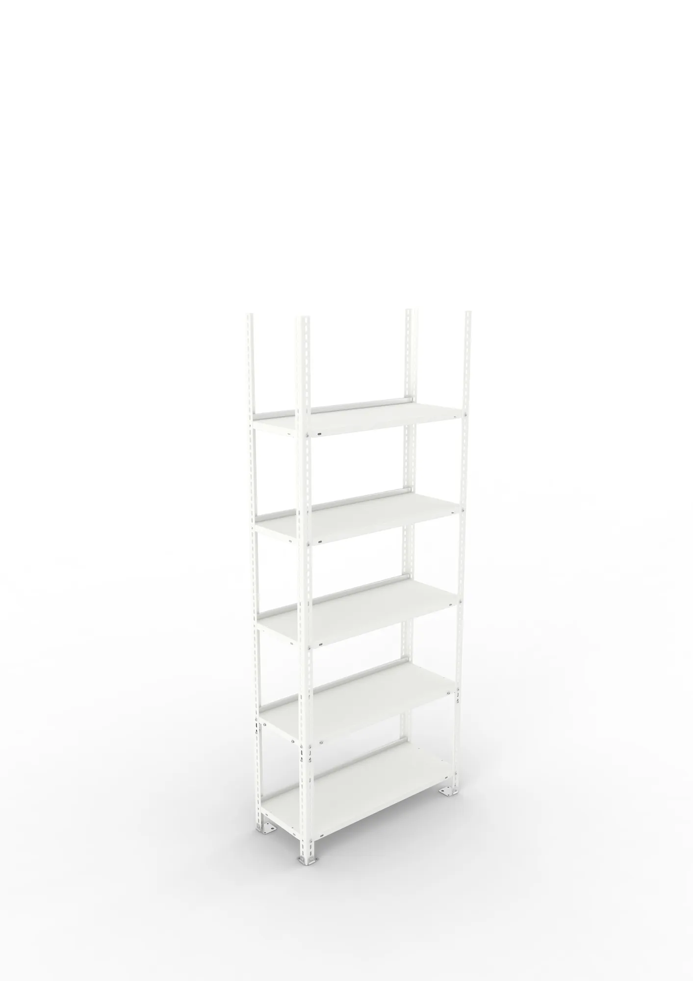 META FIX COMPACT | Büro-Schraubregal | Grundregal | 1850 x 750 x 300 mm | 90 kg | 5 Ebenen | RAL 7035
