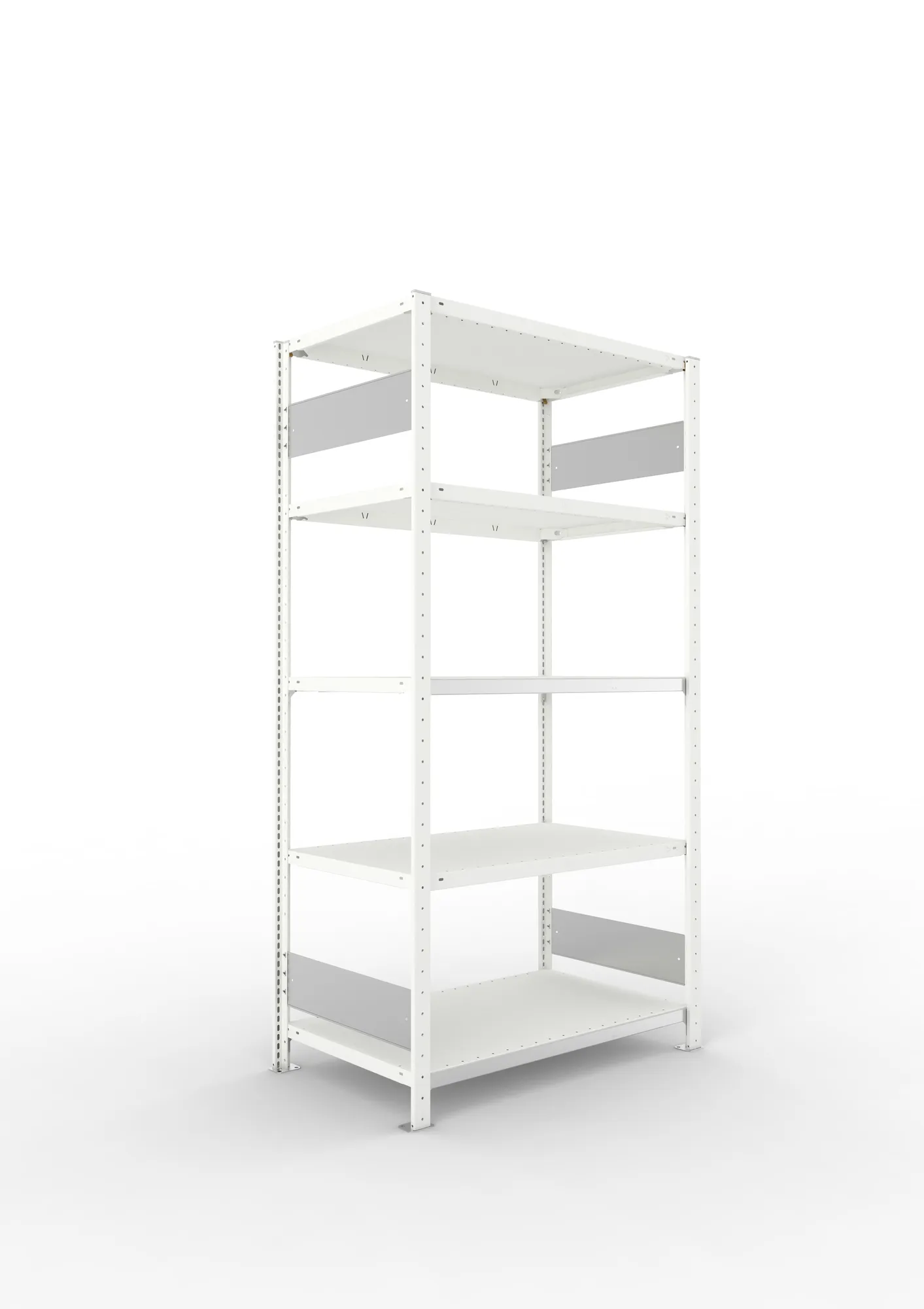 META CLIP S3 | Fachbodenregal | Grundregal | 2000 x 1000 x 600 mm | Fachlast 150 kg | 4+1 Ebenen | Längsriegel | RAL 7035