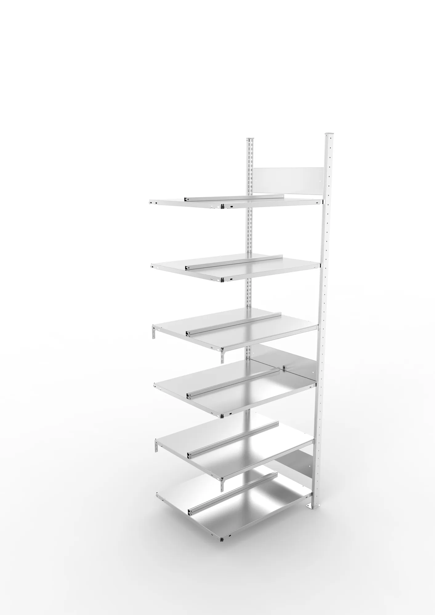 META COMPACT S3| Büro-Steckregal | Doppel-Anbauregal | 2200 x 750 x 600 mm | Fachlast 100 kg | 6 Ebenen | Mittelanschlag | verzinkt