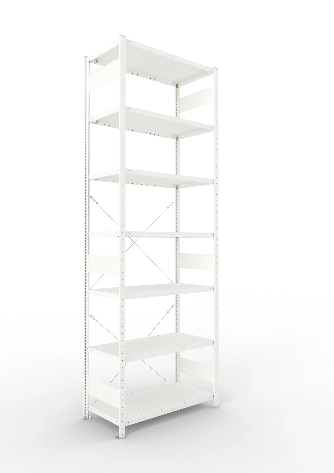 META CLIP | Fachbodenregal | Grundregal | 3000 x 1000 x 500 mm | Fachlast 230 kg | 6+1 Ebenen | RAL 7035