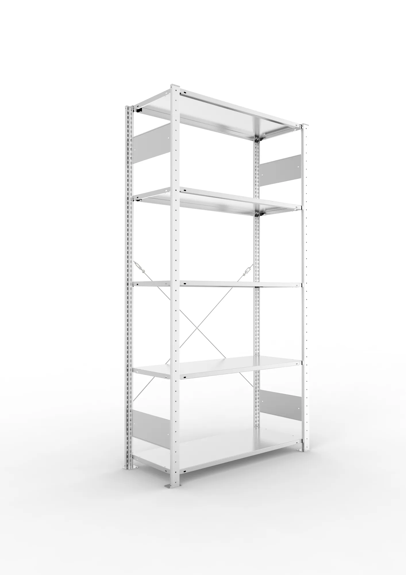 META CLIP S3 | Fachbodenregal | Grundregal | 2000 x 1000 x 400 mm | Fachlast 80 kg | 4+1 Ebenen | verzinkt