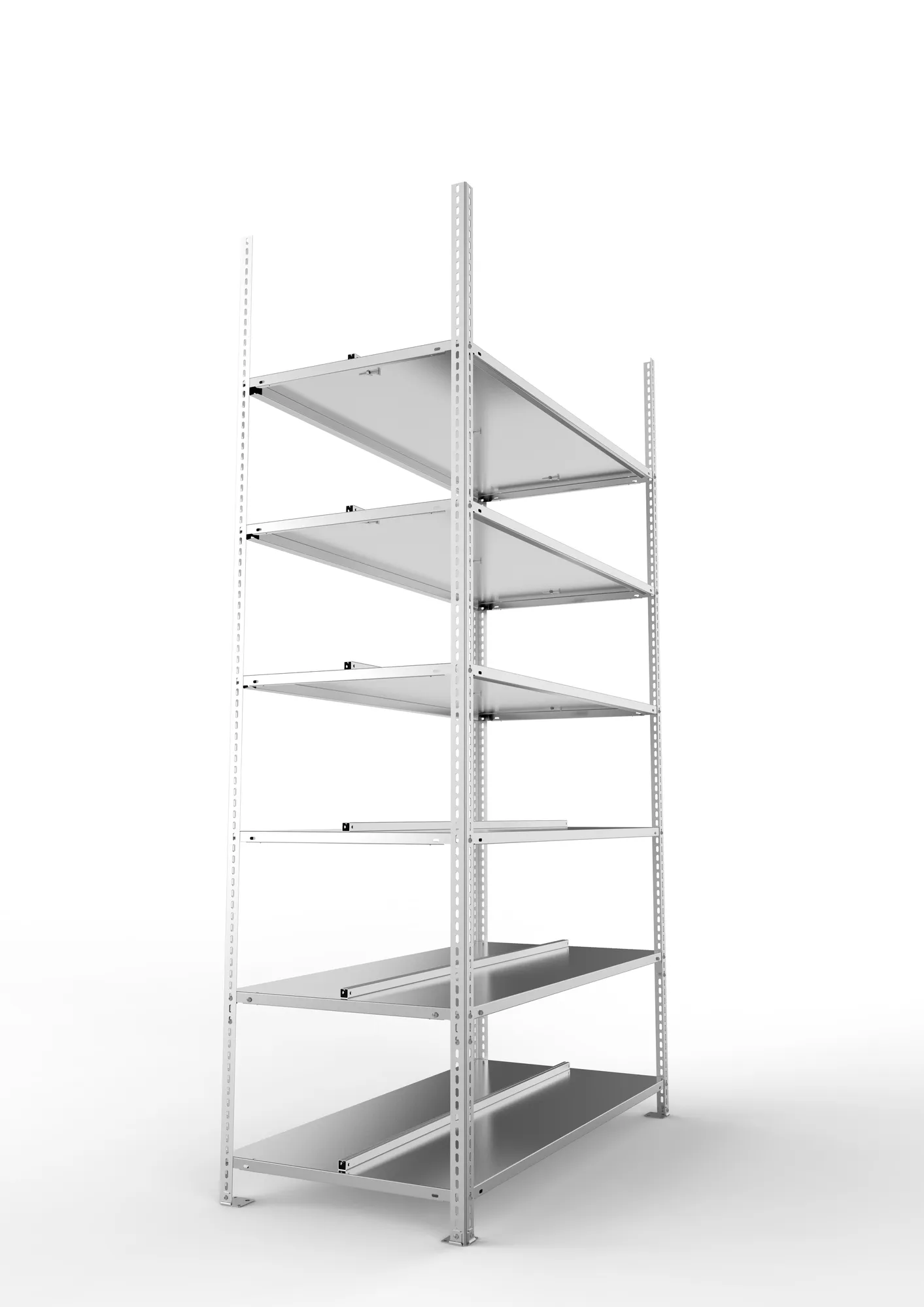 META FIX COMPACT | Büro-Schraubregal | Grundregal | 2200 x 1250 x 600 mm | Fachlast 100 kg | 6 Ebenen | verzinkt