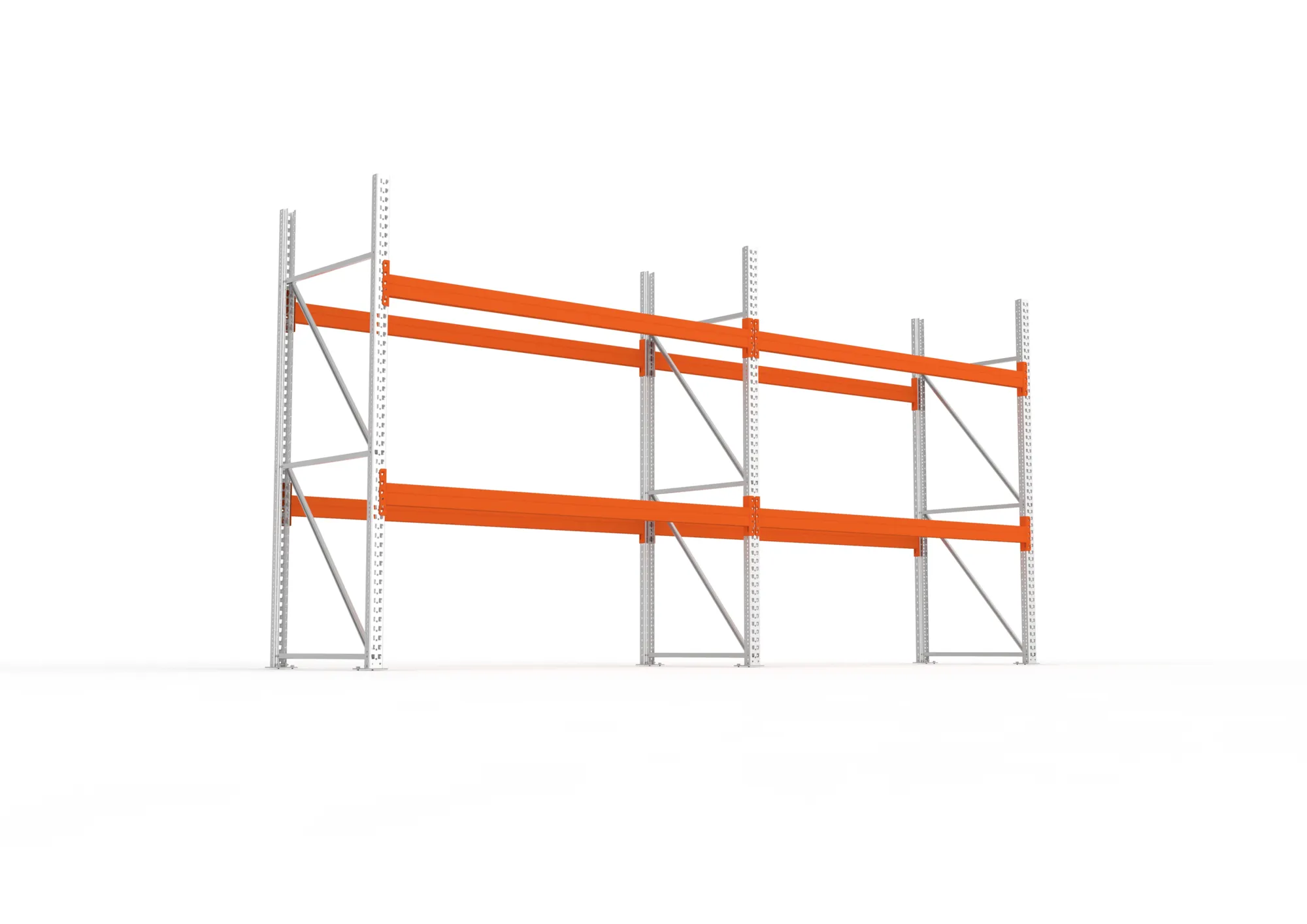 META MULTIPAL | Palettenregal | 2 Felder | 2700 x 2700 x 1100 mm | Fachlast 2600 kg | 3 Ebenen | 8 Paletten | verzinkt