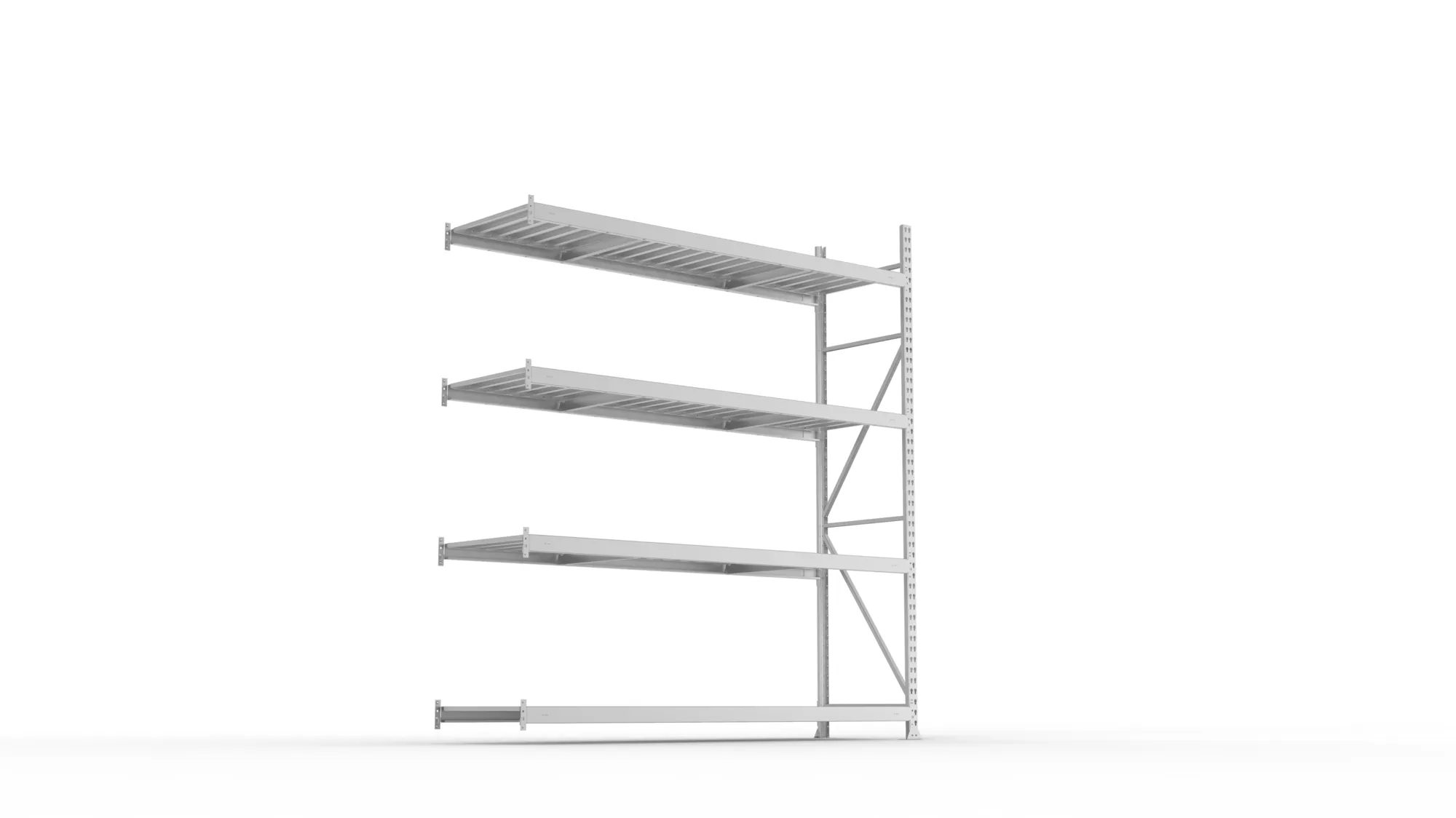 META MINI-RACK Weitspannregal | Anbauregal | 2500 x 2200 x 650 mm | Fachlast 600 kg | Stahlpaneelböden | 4 Ebenen