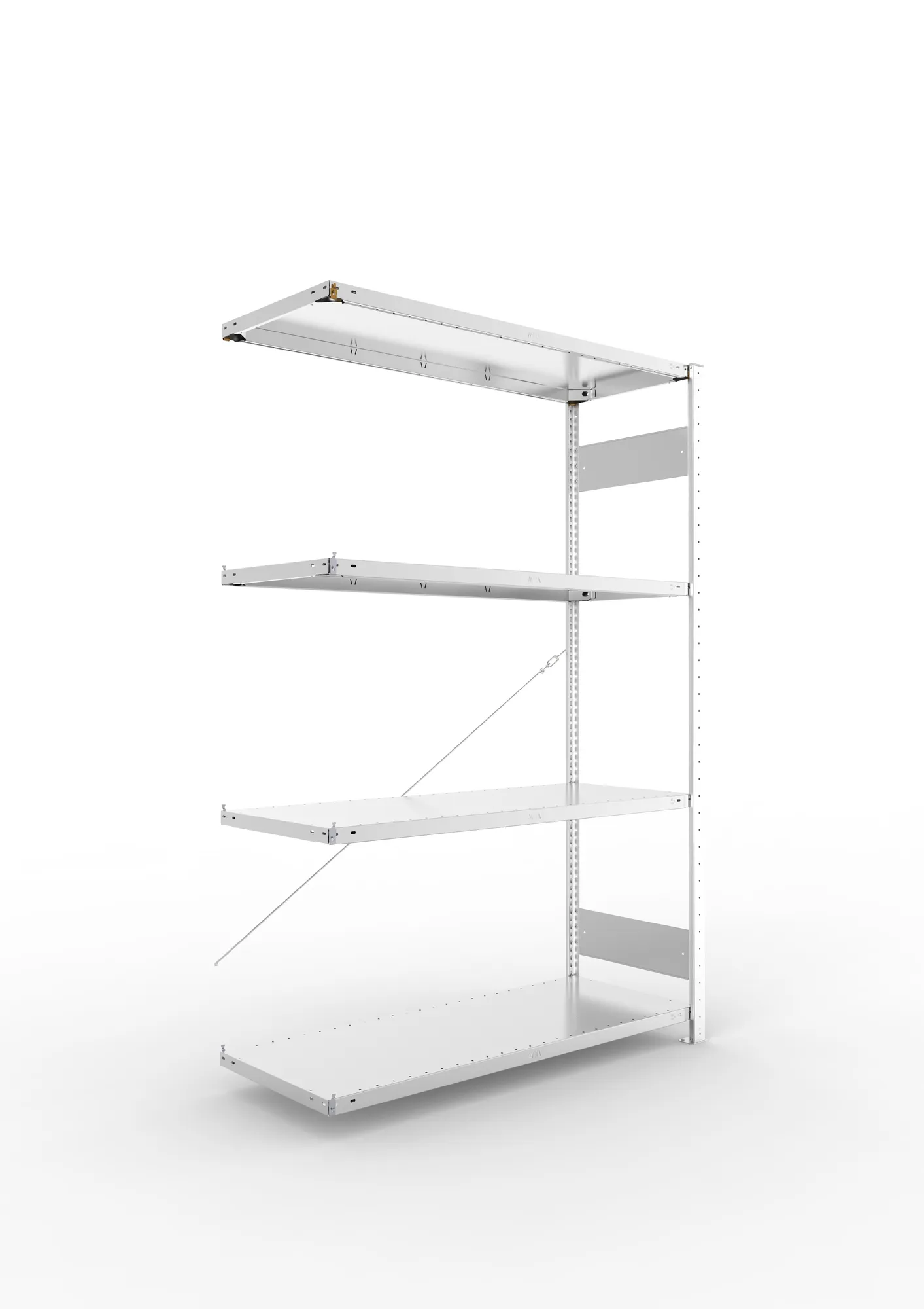 META CLIP S3 | Fachbodenregal | Anbauregal | 2000 x 1300 x 500 mm | Fachlast 150 kg | 3+1 Ebenen | verzinkt