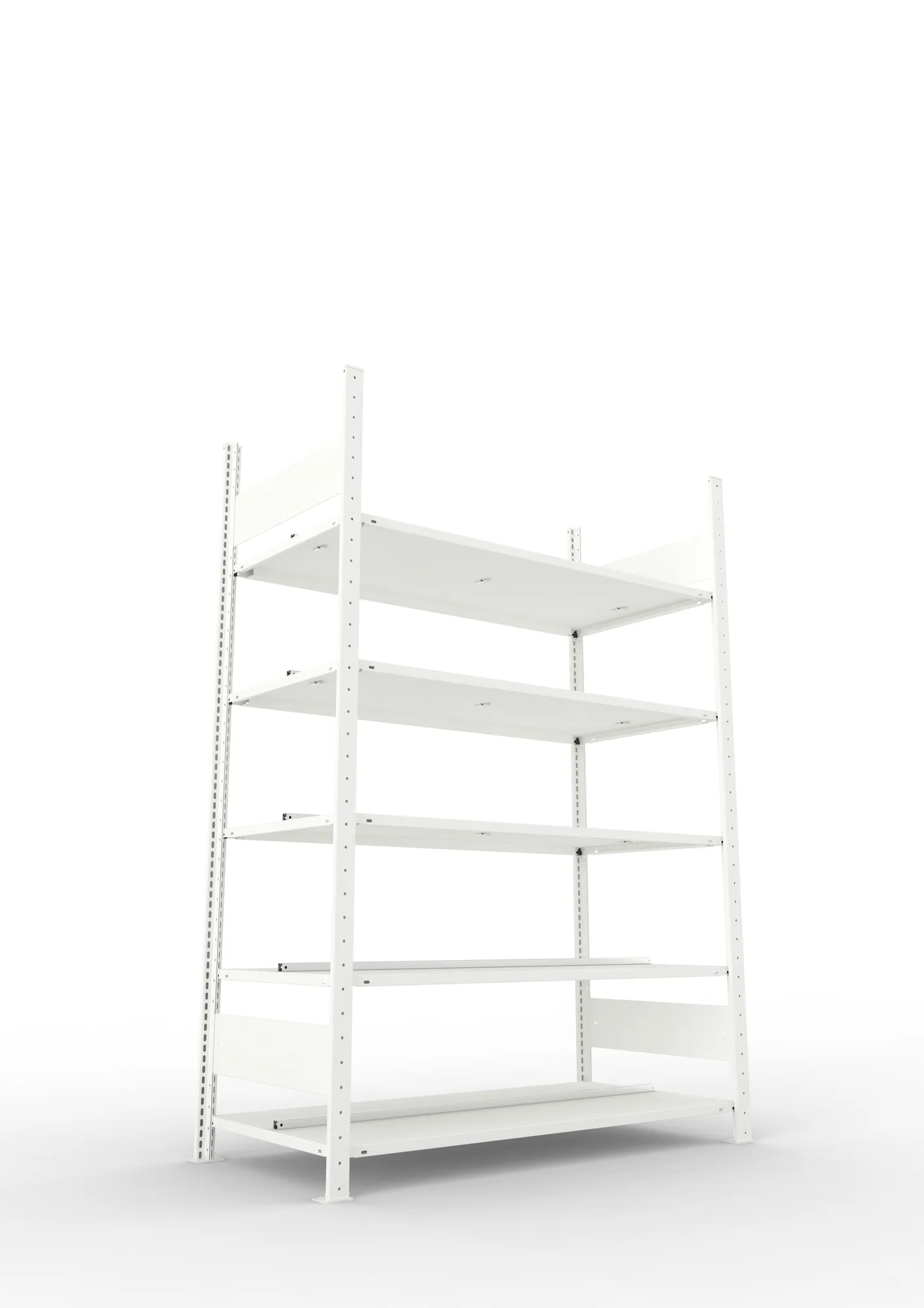 META COMPACT | Büro-Steckregal | Grundregal | 1850 x 1250 x 600 mm | Fachlast 100 kg | 5 Ebenen | RAL 7035