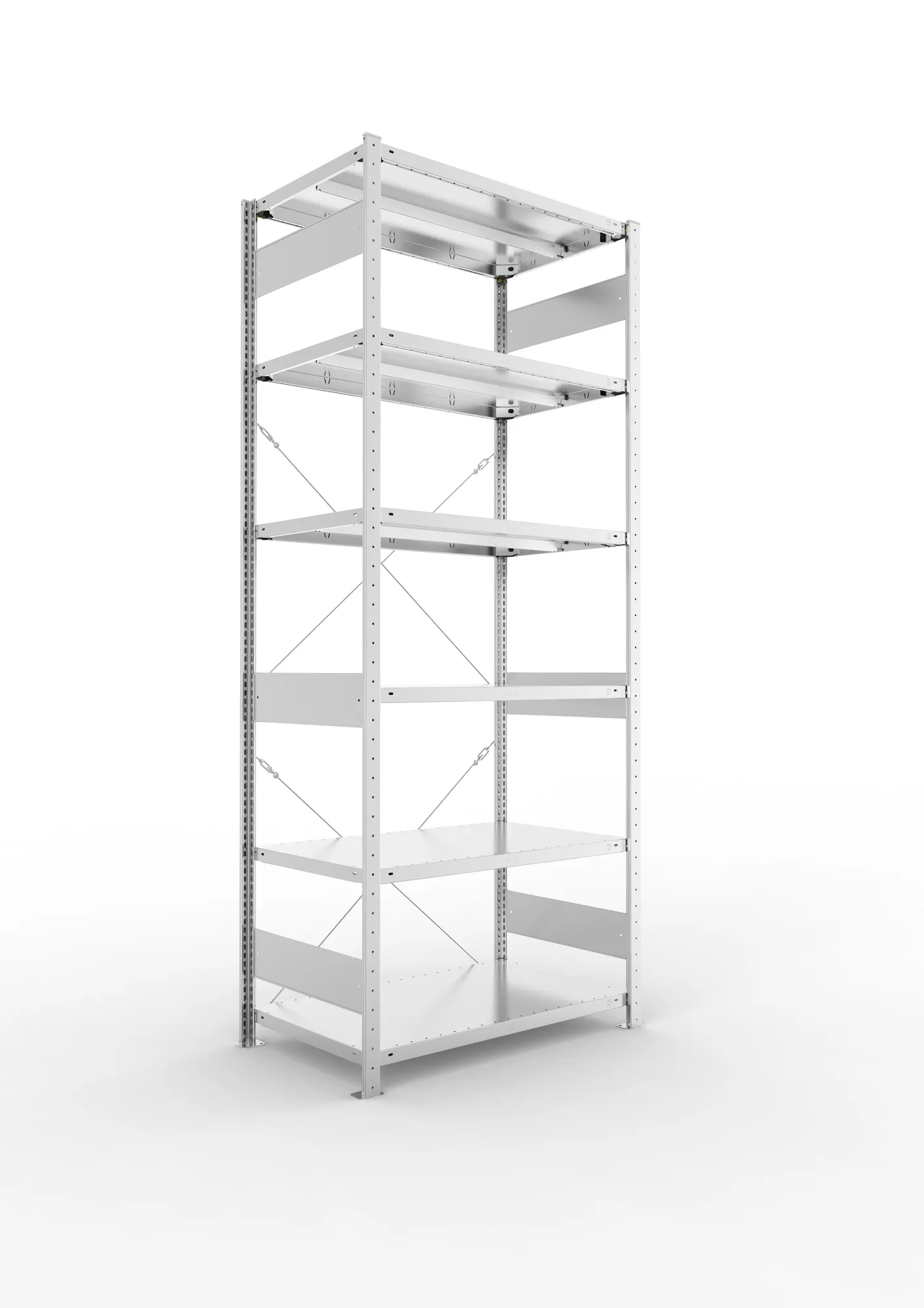 META CLIP | Fachbodenregal | Grundregal | 2500 x 1000 x 600 mm | Fachlast 330 kg | 5+1 Ebenen | verzinkt