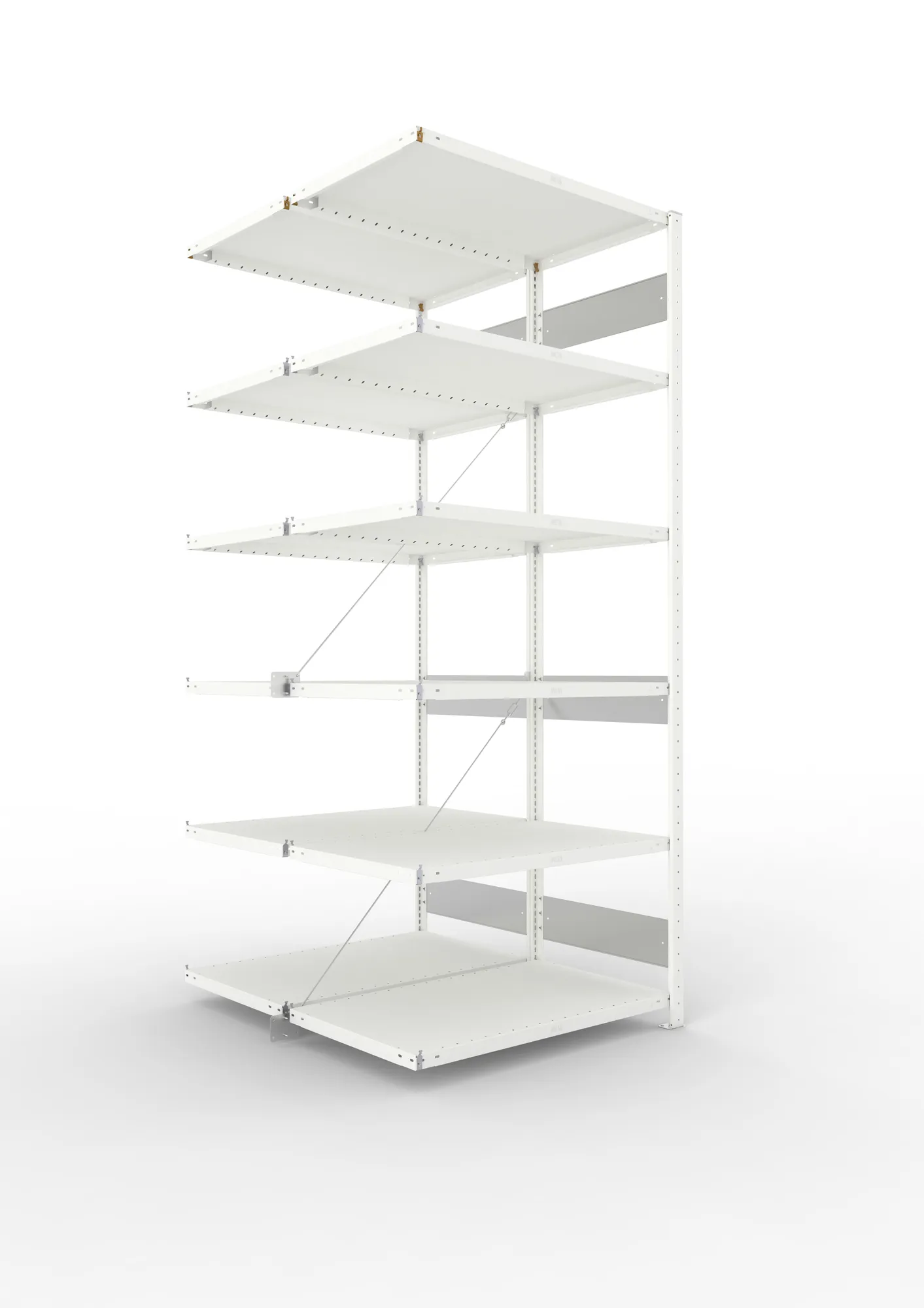 META CLIP S3 | Fachbodenregal | Doppel-Anbauregal | 2500 x 1000 x 600 mm | Fachlast 100 kg | 5+1 Ebenen | RAL 7035