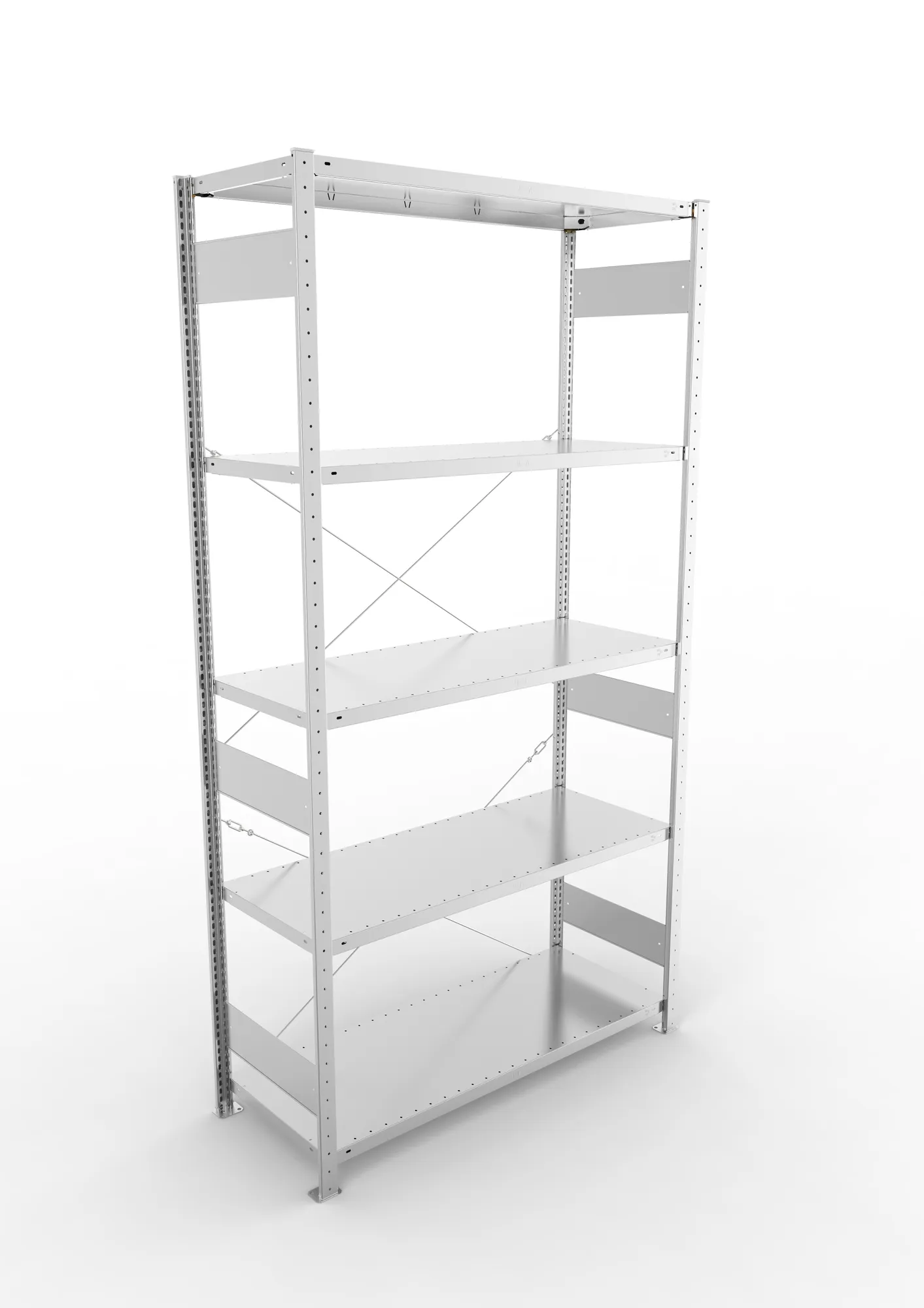 META CLIP | Fachbodenregal | Grundregal | 2500 x 1300 x 500 mm | Fachlast 230 kg | 4+1 Ebenen | verzinkt