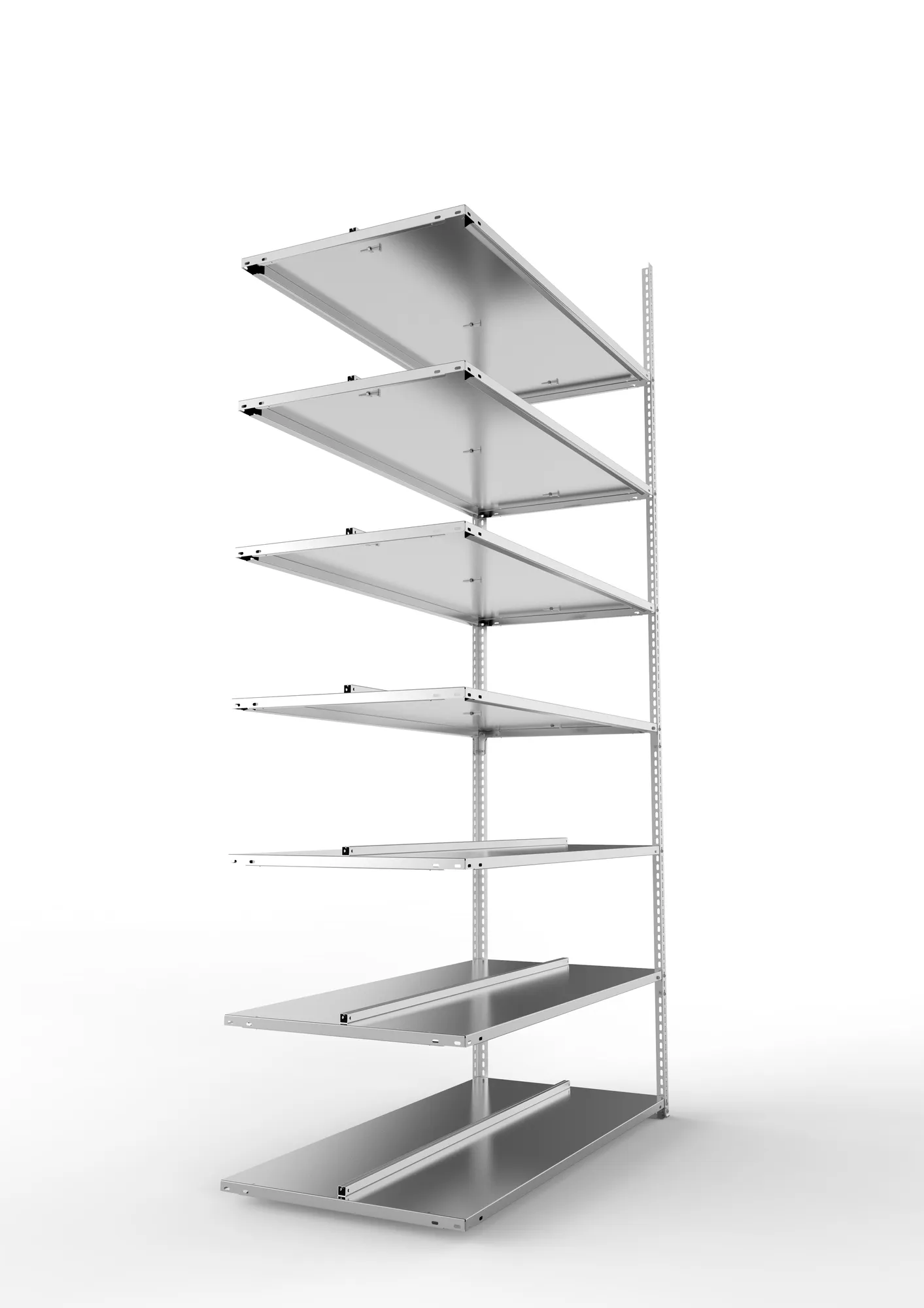 META FIX COMPACT | Büro-Schraubregal | Anbauregal | 2500 x 1250 x 600 mm | Fachlast 100 kg | 7 Ebenen | verzinkt