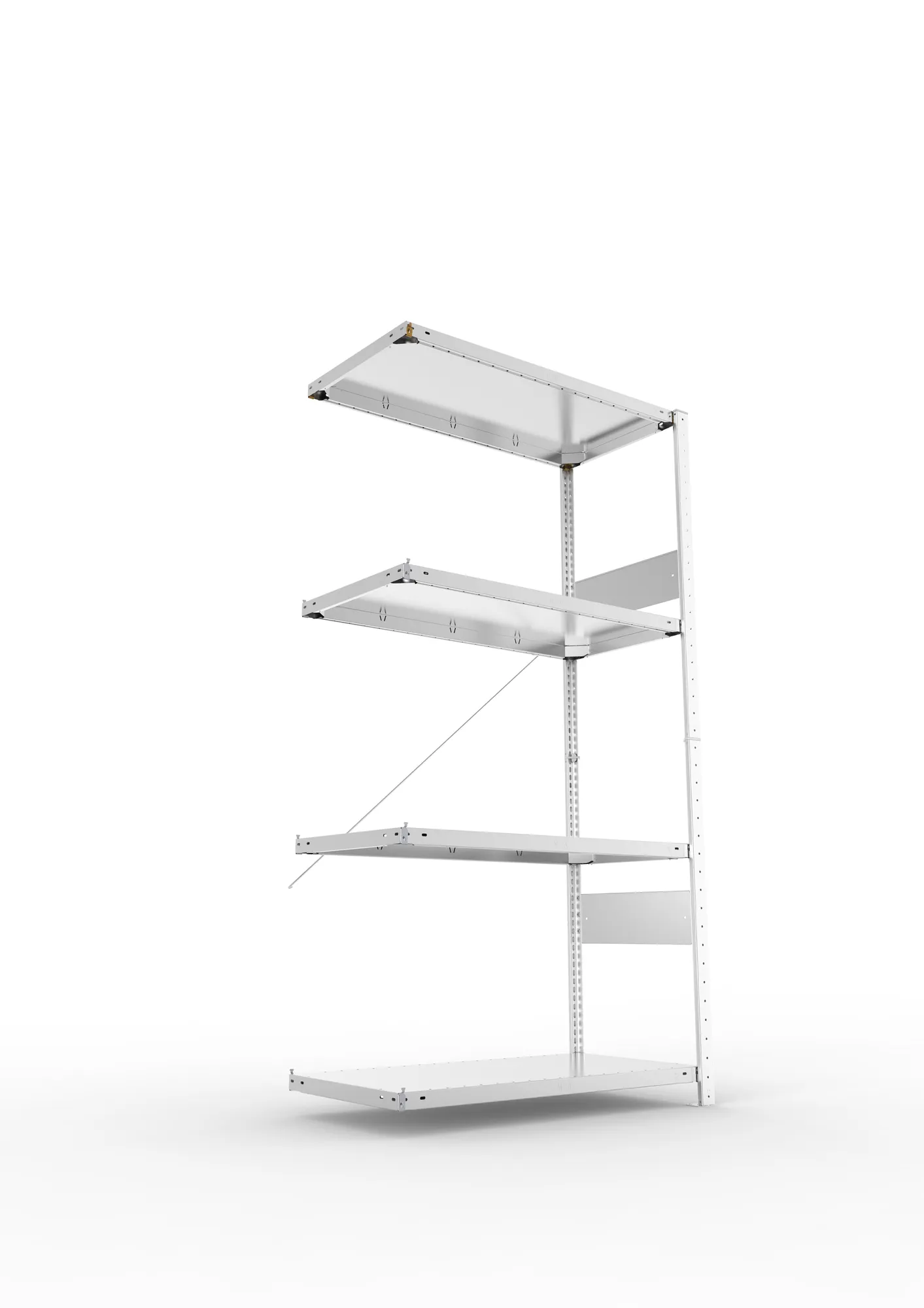 META CLIP SPLIT | Fachbodenregal | Anbauregal | 2000 x 1000 x 500 mm | Fachlast 150 kg | 3+1 Ebenen | verzinkt