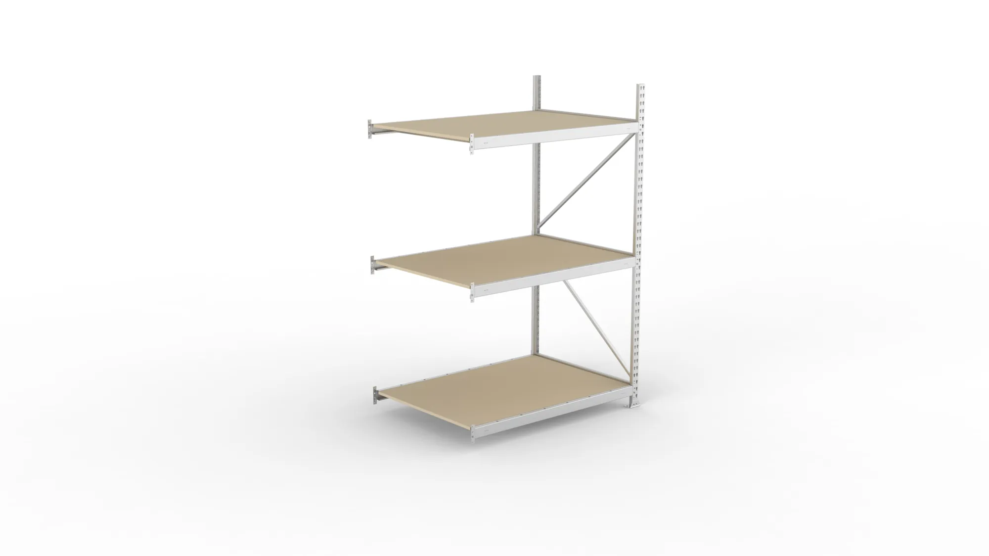 META MINI-RACK Weitspannregal | Anbauregal | 2200 x 1400 x 1050 mm | Fachlast 600 kg | Spanplattenböden | 3 Ebenen
