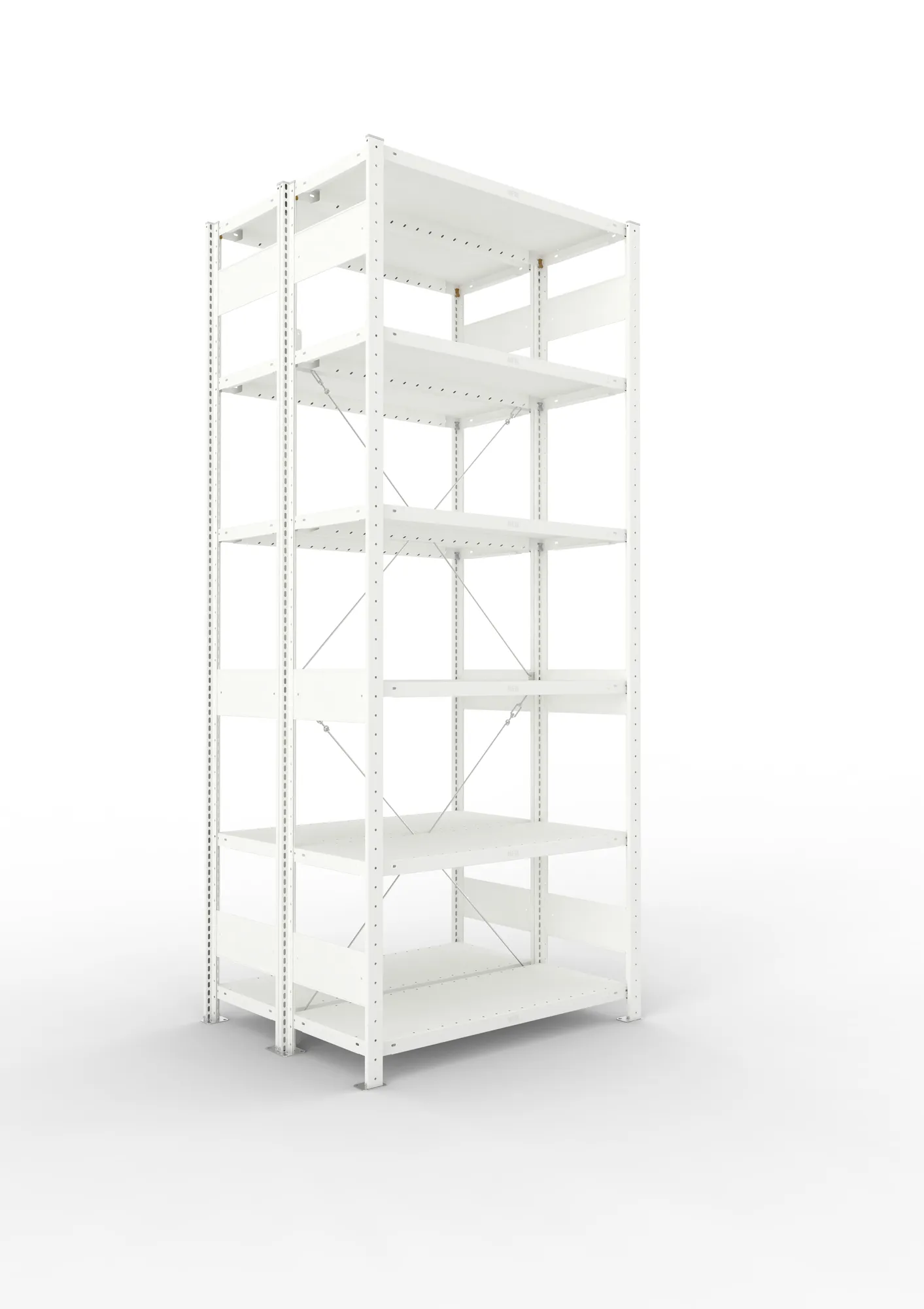 META CLIP | Fachbodenregal | Doppel-Grundregal | 2500 x 1000 x 400 mm | Fachlast 100 kg | 5+1 Ebenen | RAL 7035
