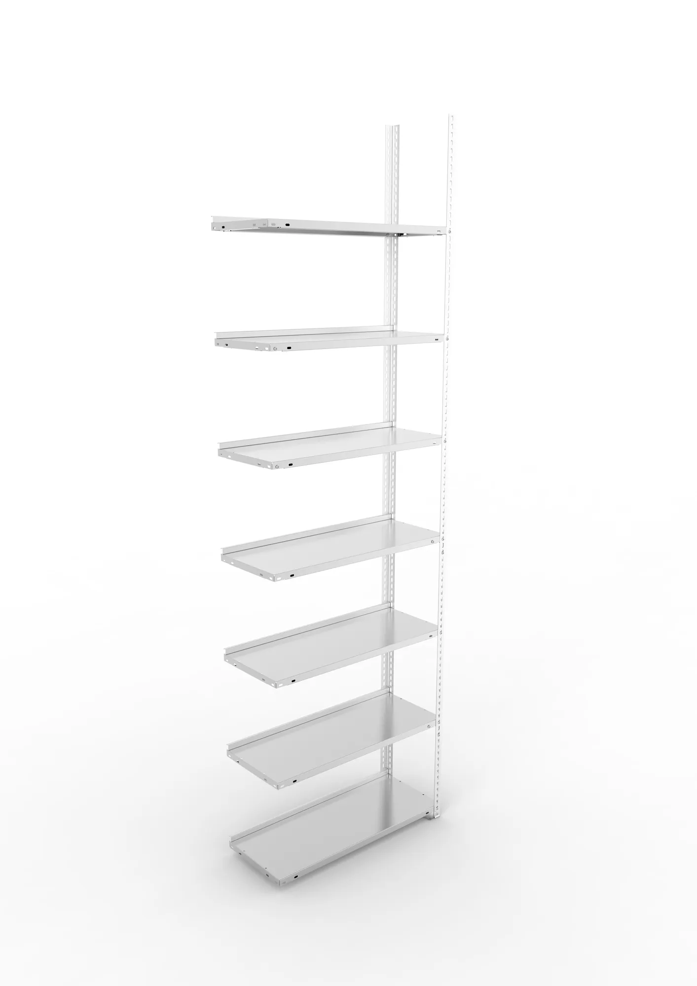 META FIX COMPACT | Büro-Schraubregal | Anbauregal | 2500 x 750 x 300 mm | Fachlast 80 kg | 7 Ebenen | verzinkt