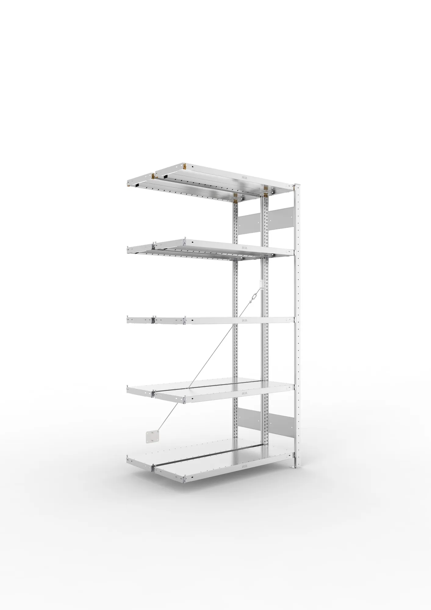 META CLIP | Fachbodenregal | Doppel-Anbauregal | 2000 x 1000 x 300 mm | Fachlast 100 kg | 4+1 Ebenen | verzinkt