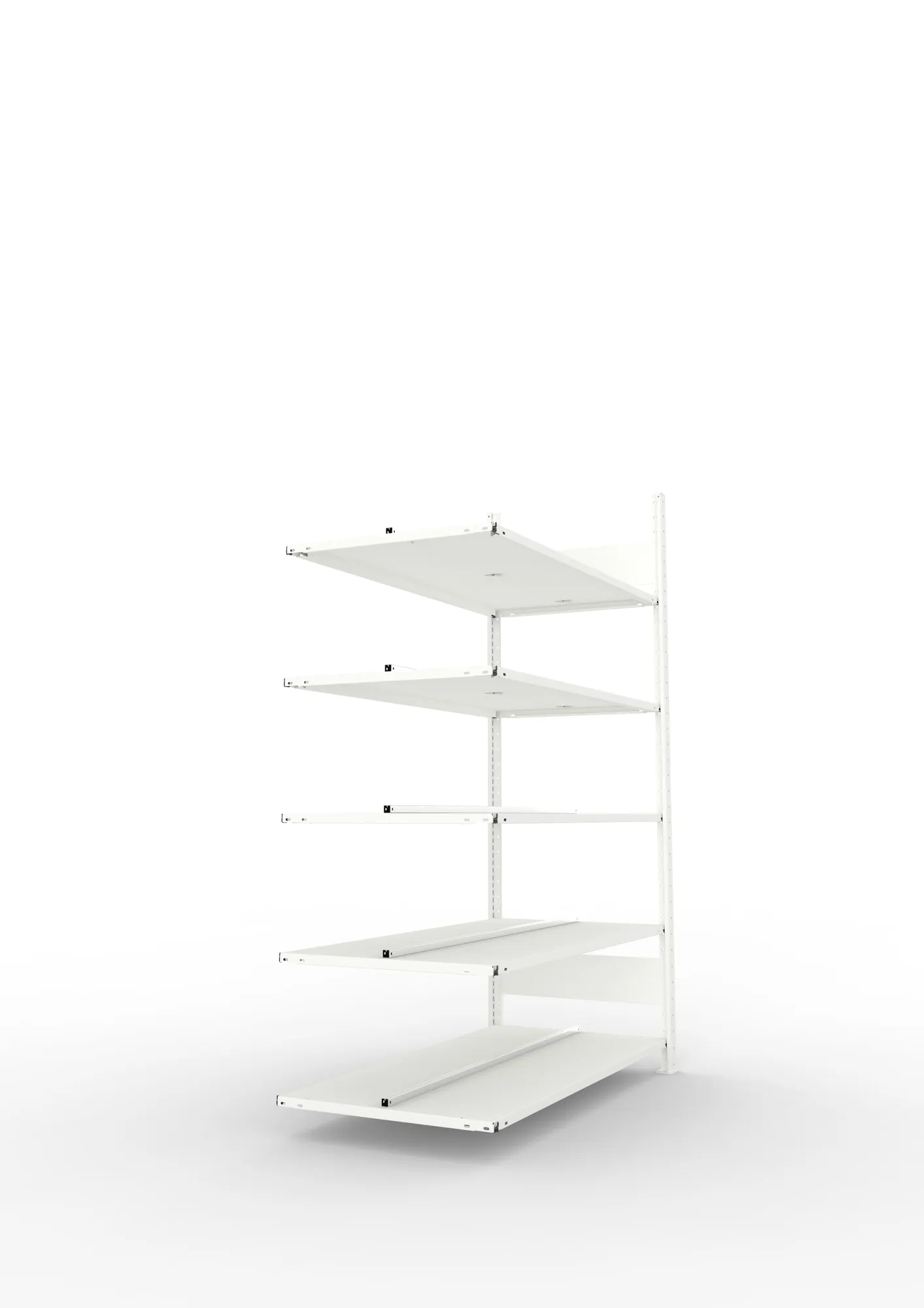 META COMPACT | Büro-Steckregal | Anbauregal | 1850 x 1250 x 600 mm | Fachlast 100 kg | 5 Ebenen | RAL 7035