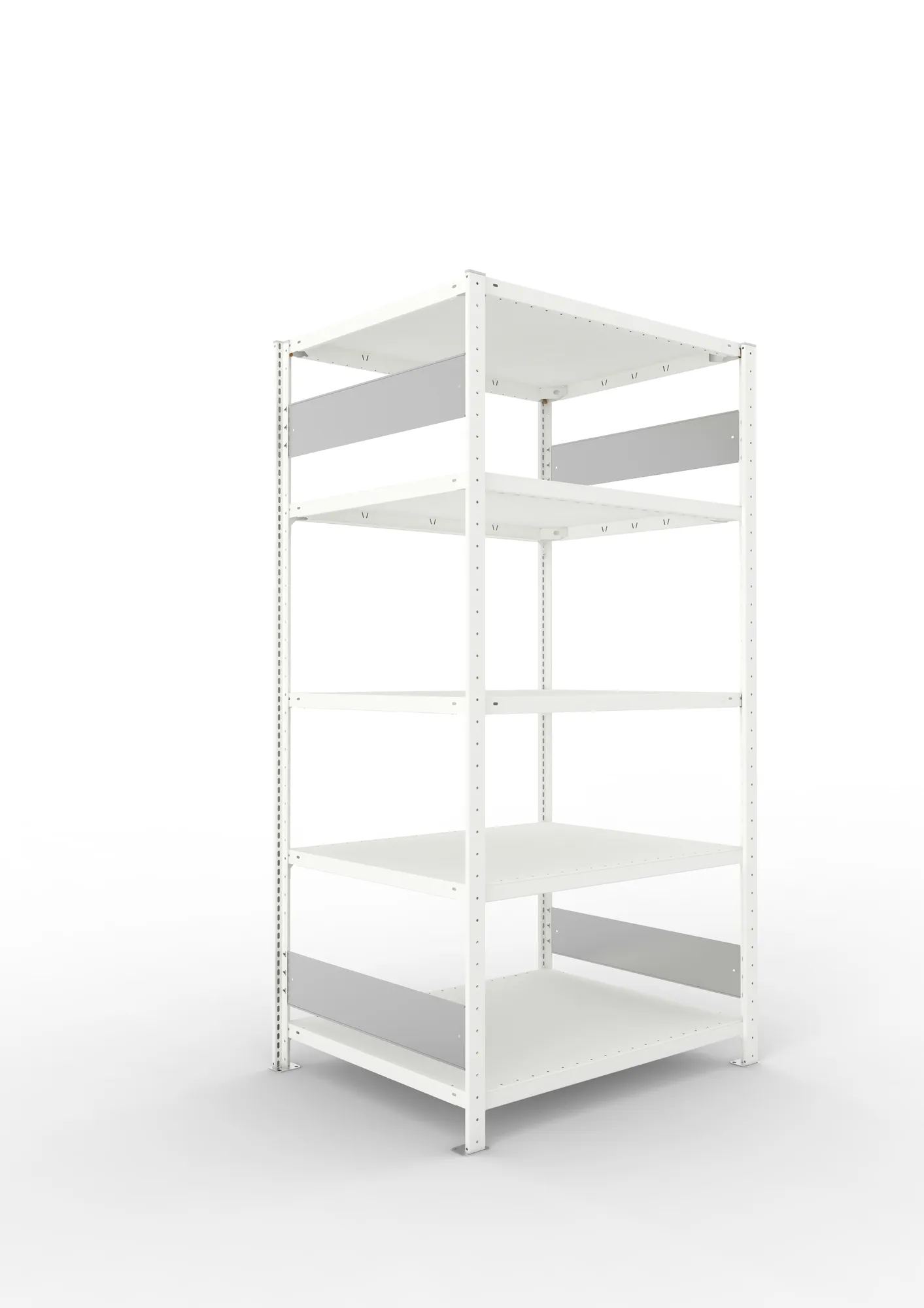META CLIP S3 | Fachbodenregal | Grundregal | 2000 x 1000 x 800 mm | Fachlast 230 kg | 4+1 Ebenen | Längsriegel | RAL 7035