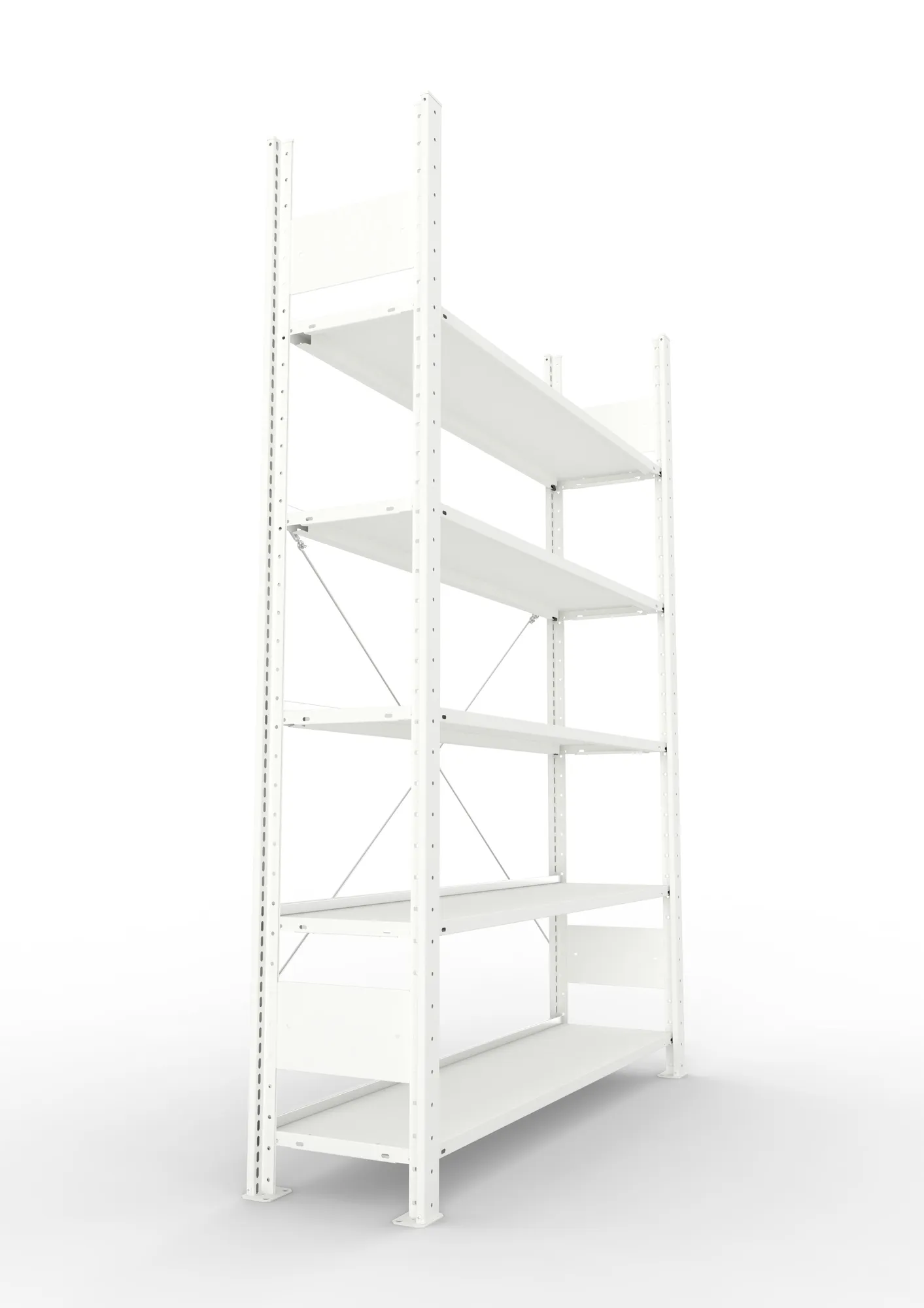 META COMPACT | Büro-Steckregal | Grundregal | 1850 x 1250 x 300 mm | Fachlast 80 kg | 5 Ebenen | RAL 7035