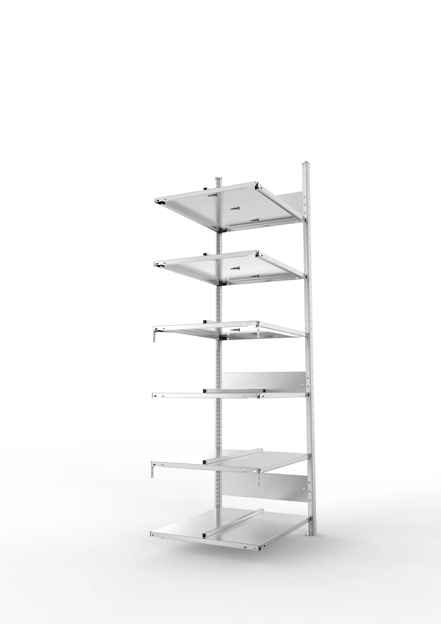 META COMPACT S3| Büro-Steckregal | Doppel-Anbauregal | 2200 x 750 x 600 mm | Fachlast 100 kg | 6 Ebenen | Mittelanschlag | verzinkt