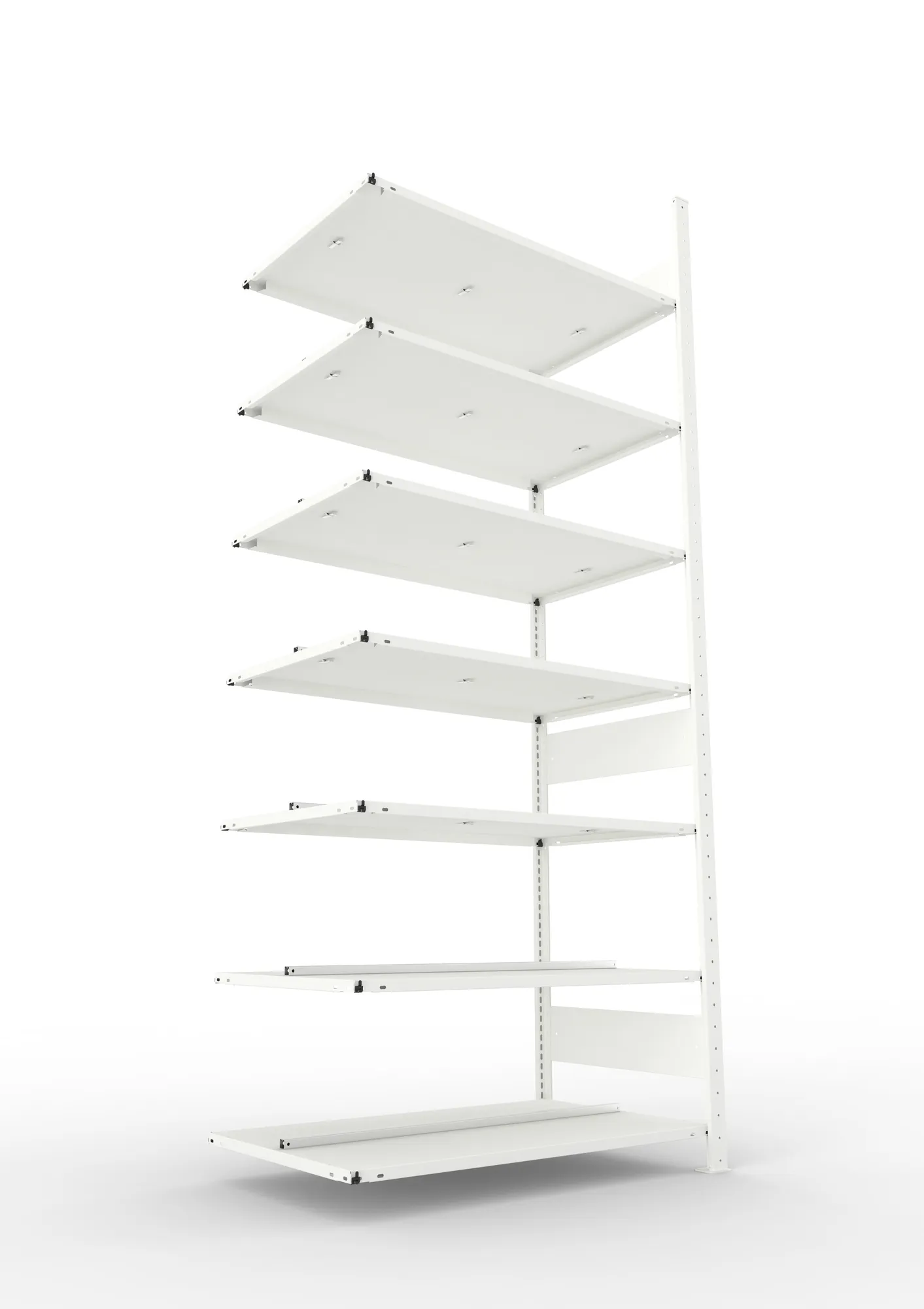 META COMPACT | Büro-Steckregal | Anbauregal | 2500 x 1000 x 600 mm | Fachlast 100 kg | 7 Ebenen | RAL 7035
