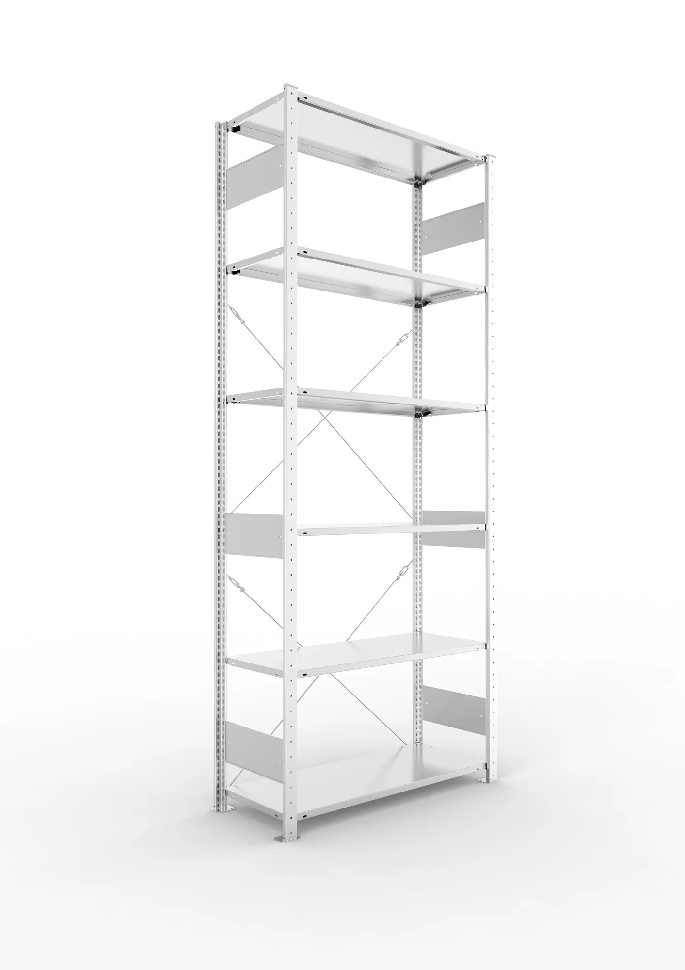 META CLIP S3 | Fachbodenregal | Grundregal | 2500 x 1000 x 400 mm | Fachlast 80 kg | 5+1 Ebenen | verzinkt