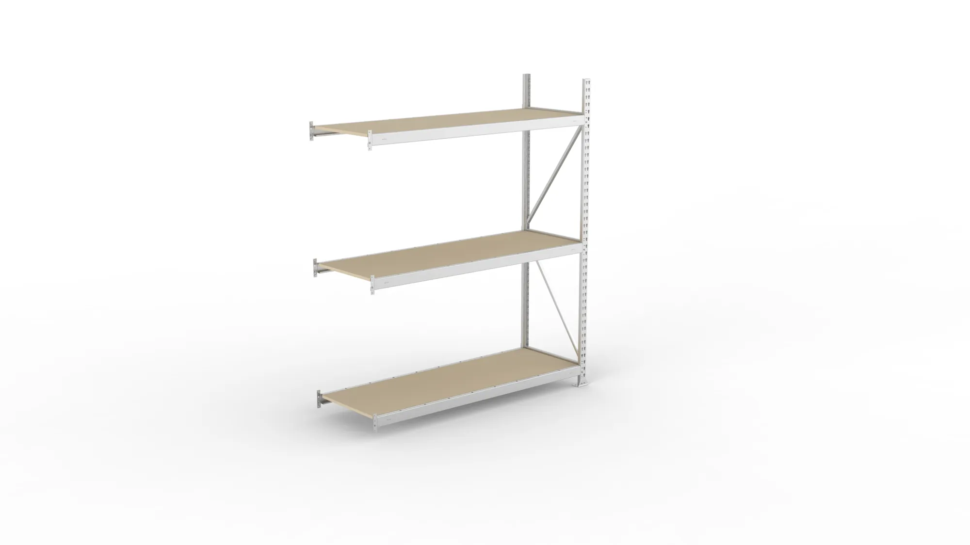 META MINI-RACK Weitspannregal | Anbauregal | 2200 x 1800 x 650 mm | Fachlast 600 kg | Spanplattenböden | 3 Ebenen