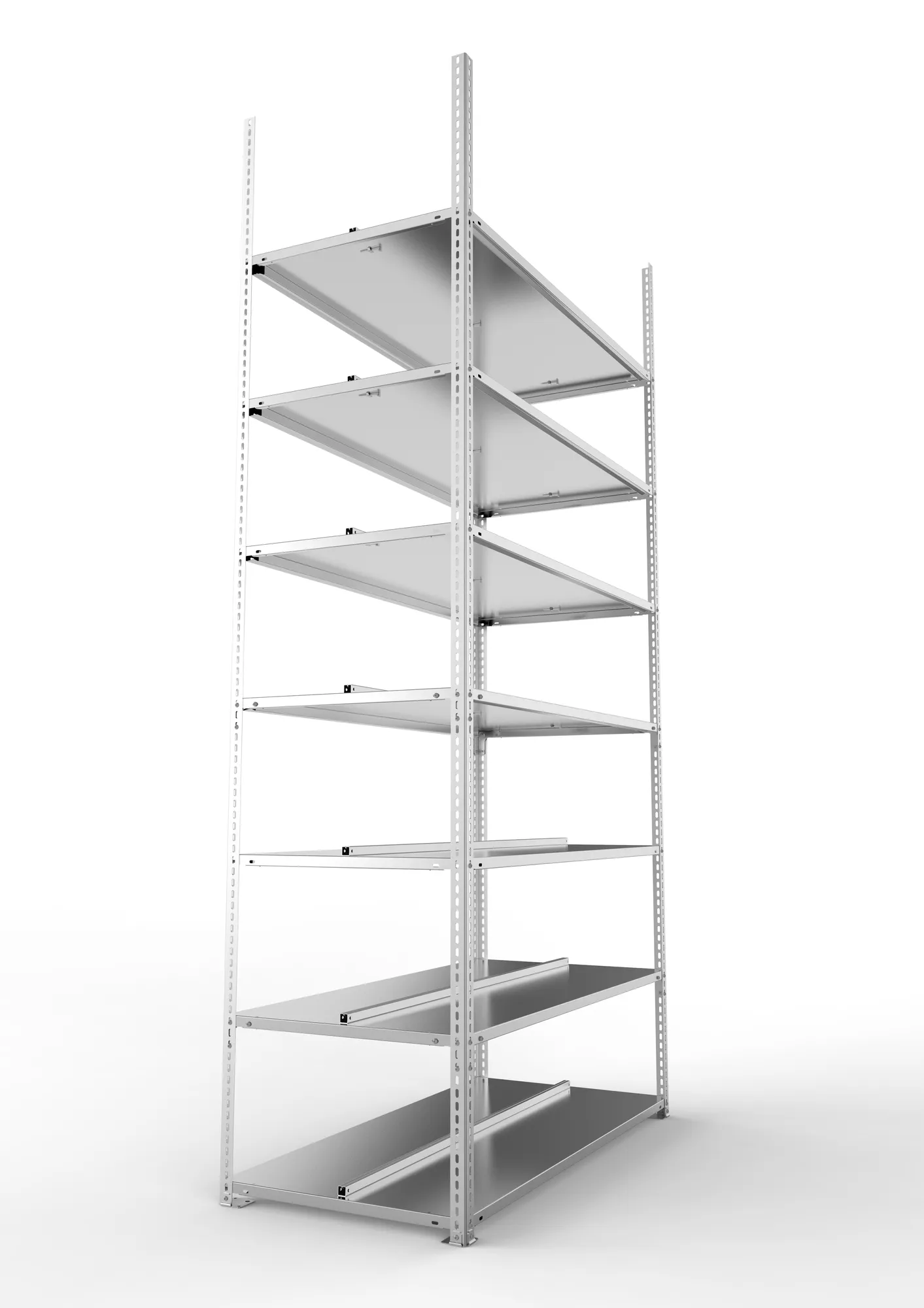 META FIX COMPACT | Büro-Schraubregal | Grundregal | 2500 x 1250 x 600 mm | Fachlast 100 kg | 7 Ebenen | verzinkt