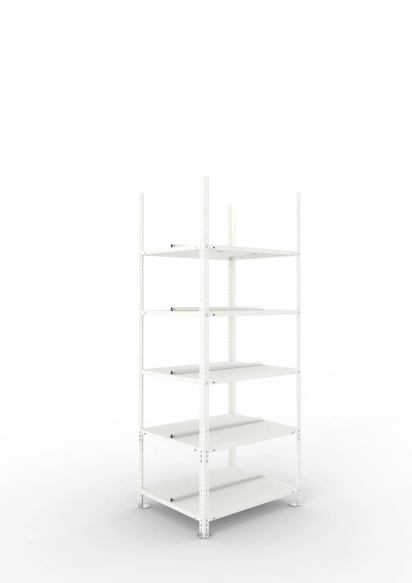 META FIX COMPACT | Büro-Schraubregal | Grundregal | 1850 x 750 x 600 mm | 90 kg | 5 Ebenen | RAL 7035