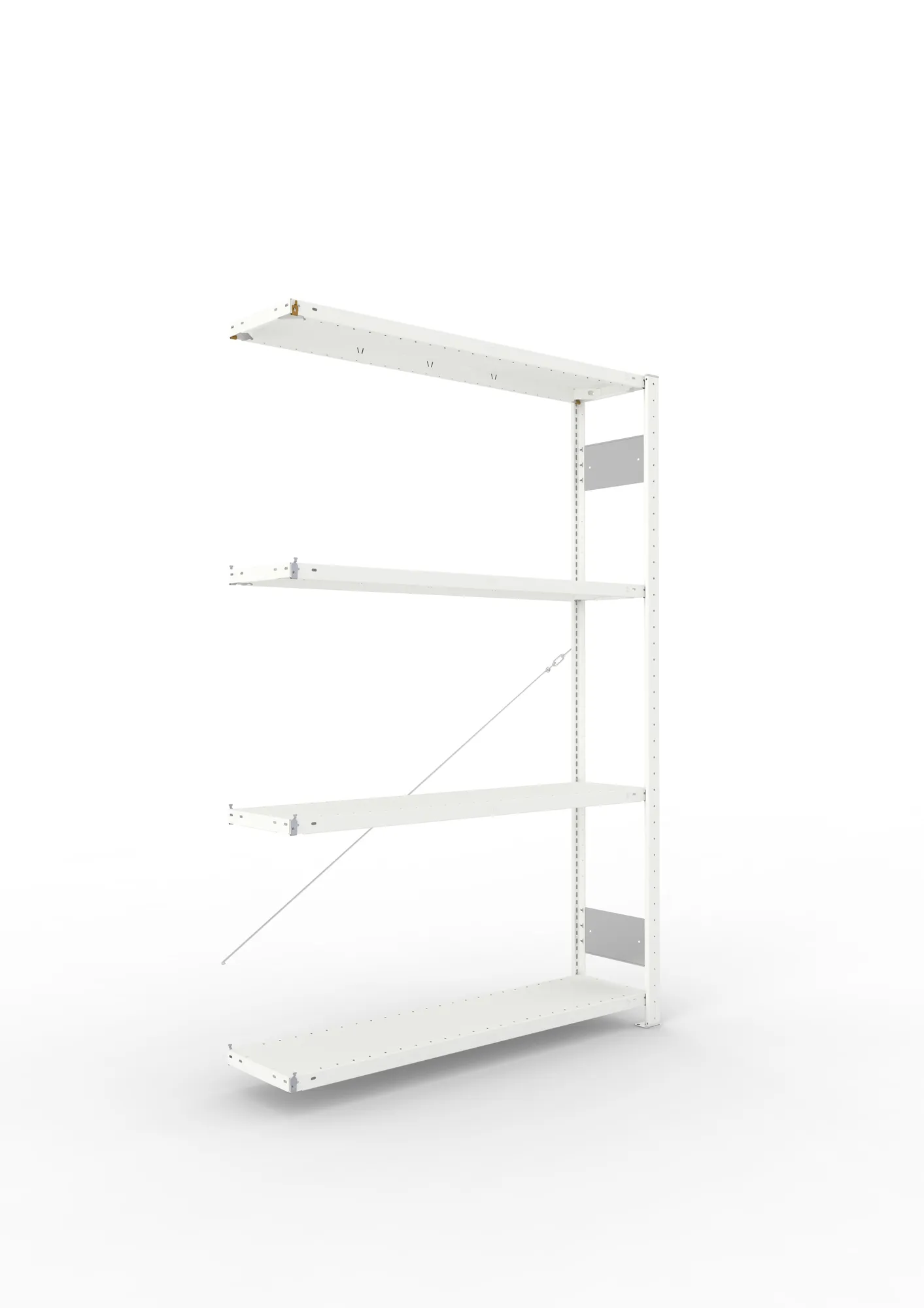 META CLIP S3 | Fachbodenregal | Anbauregal | 2000 x 1300 x 300 mm | Fachlast 230 kg | 3+1 Ebenen | RAL 7035