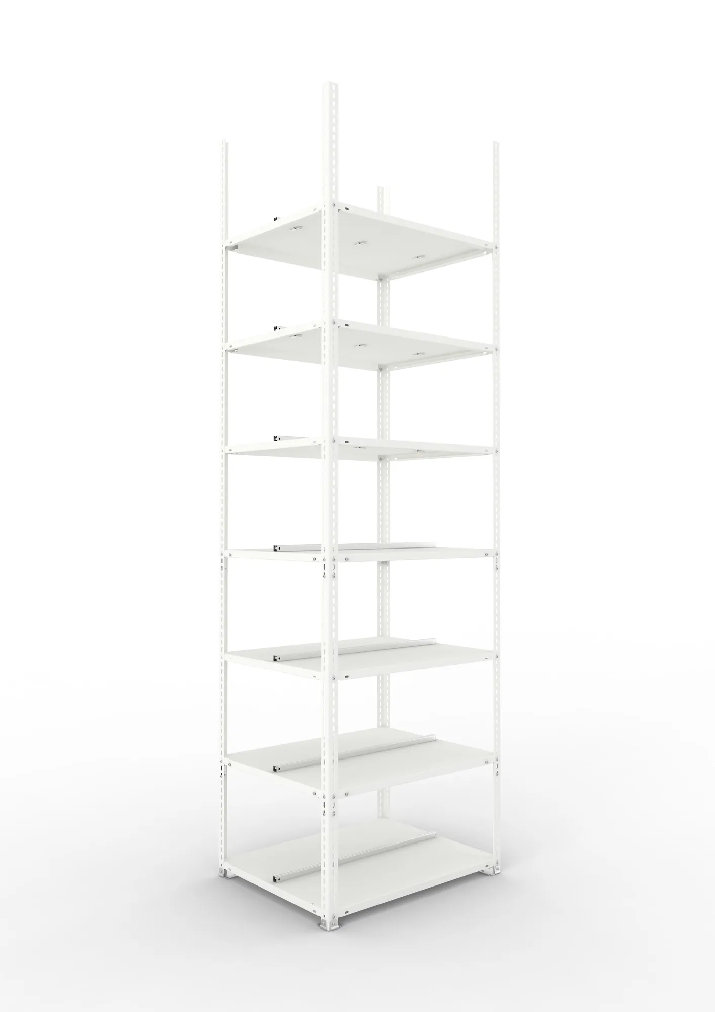 META FIX COMPACT | Büro-Schraubregal | Grundregal | 2500 x 750 x 600 mm | Fachlast 100 kg | 7 Ebenen | RAL 7035