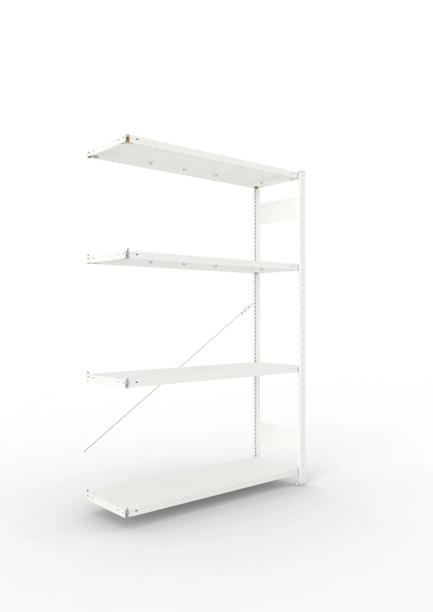 META CLIP | Fachbodenregal | Anbauregal | 2000 x 1300 x 400 mm | Fachlast 230 kg | 3+1 Ebenen | RAL 7035