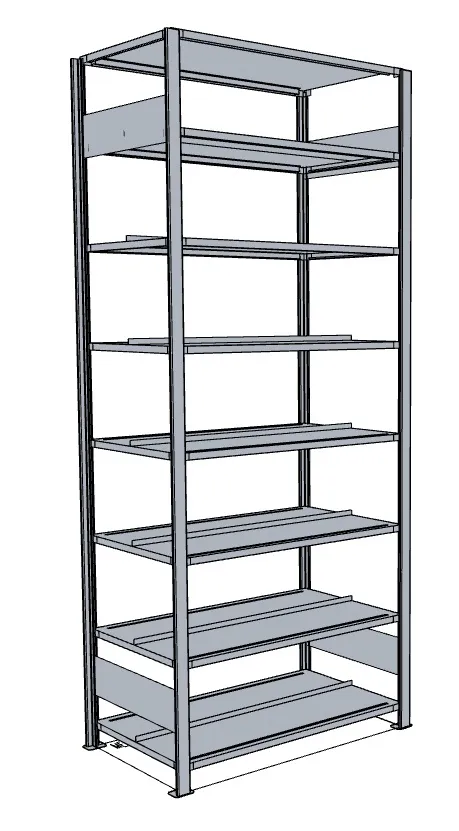 META COMPACT | Büro-Steckregal | Grundregal | 2550 x 1000 x 600 mm | Fachlast 100 kg | 8 Ebenen | verzinkt