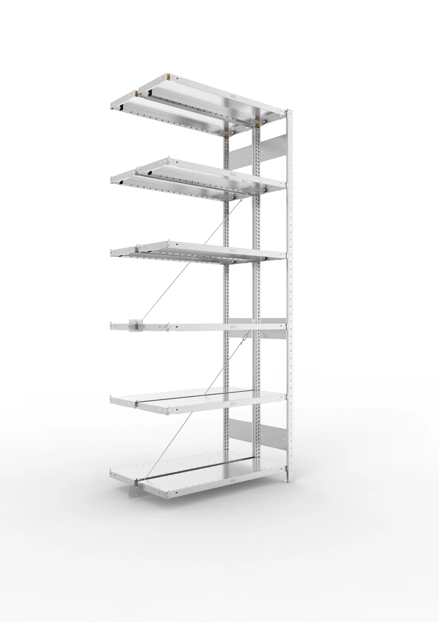 META CLIP | Fachbodenregal | Doppel-Anbauregal | 2500 x 1000 x 300 mm | Fachlast 100 kg | 5+1 Ebenen | verzinkt