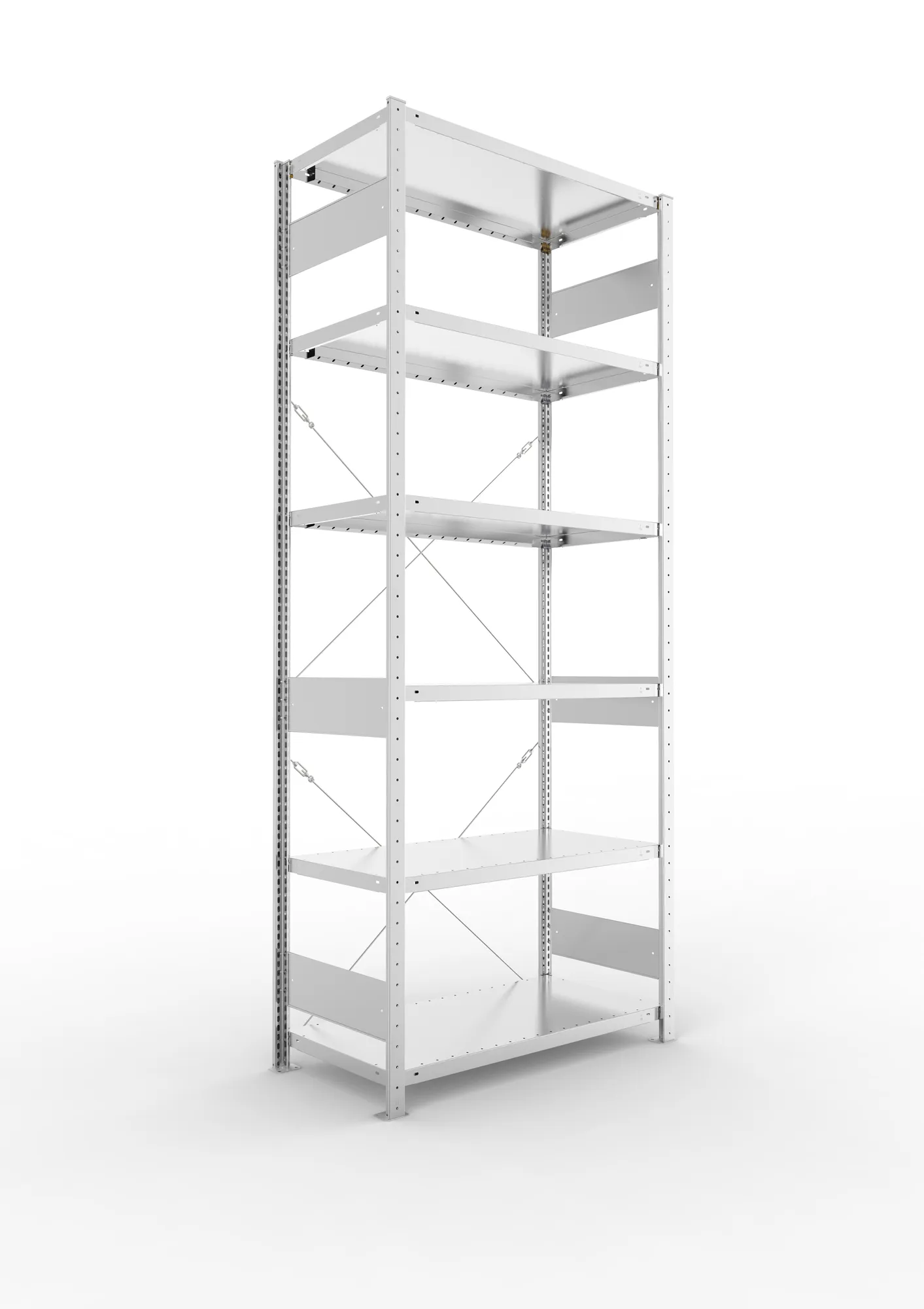 META CLIP S3 | Fachbodenregal | Grundregal | 2500 x 1000 x 500 mm | Fachlast 230 kg | 5+1 Ebenen | verzinkt