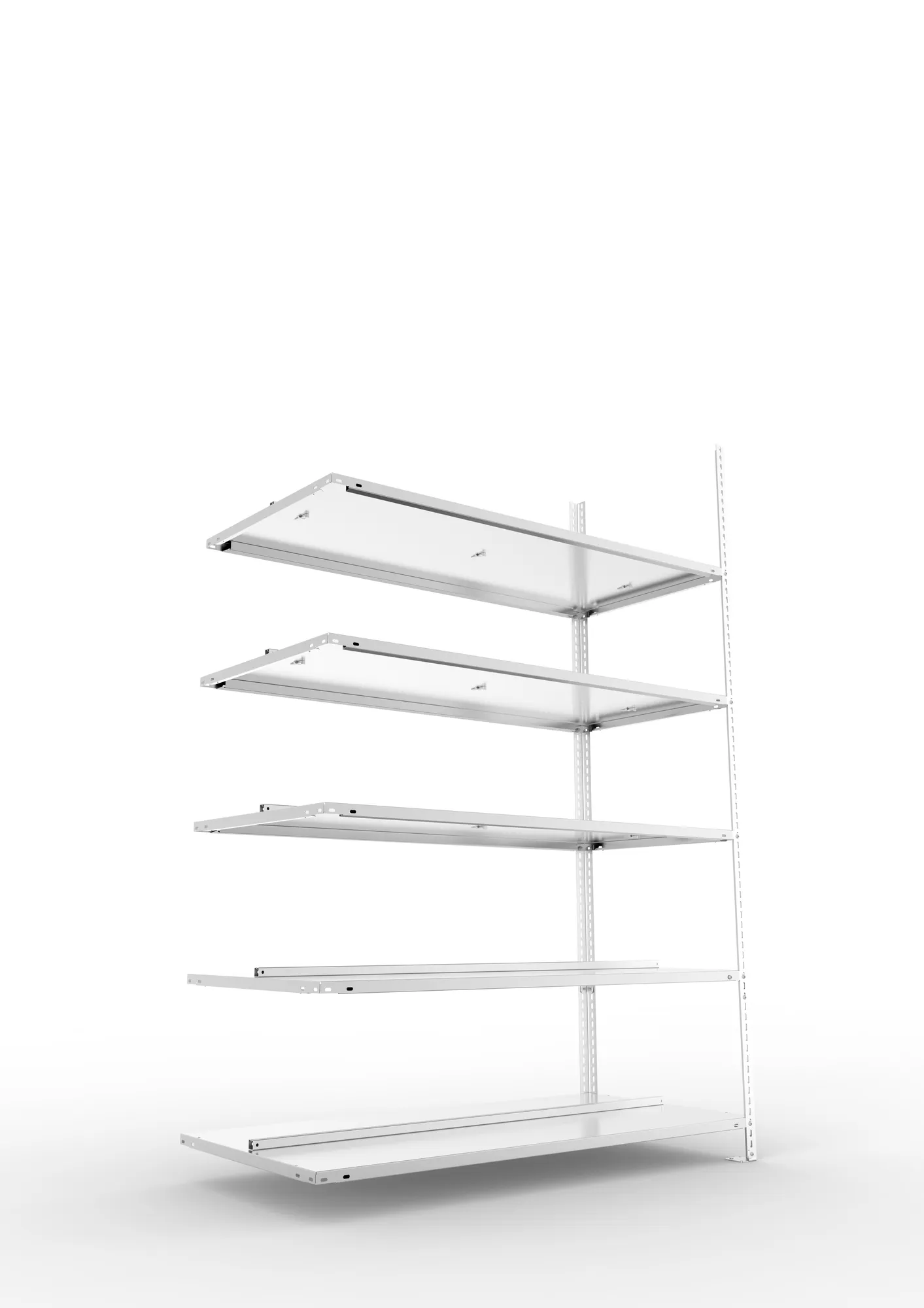 META FIX COMPACT | Büro-Schraubregal | Anbauregal | 1850 x 1250 x 600 mm | Fachlast 100 kg | 5 Ebenen | verzinkt