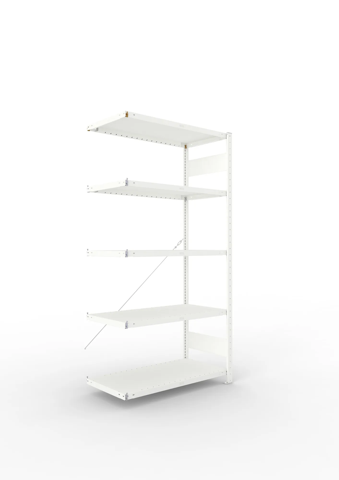 META CLIP | Fachbodenregal | Anbauregal | 2000 x 1000 x 500 mm | Fachlast 230 kg | 4+1 Ebenen | RAL 7035