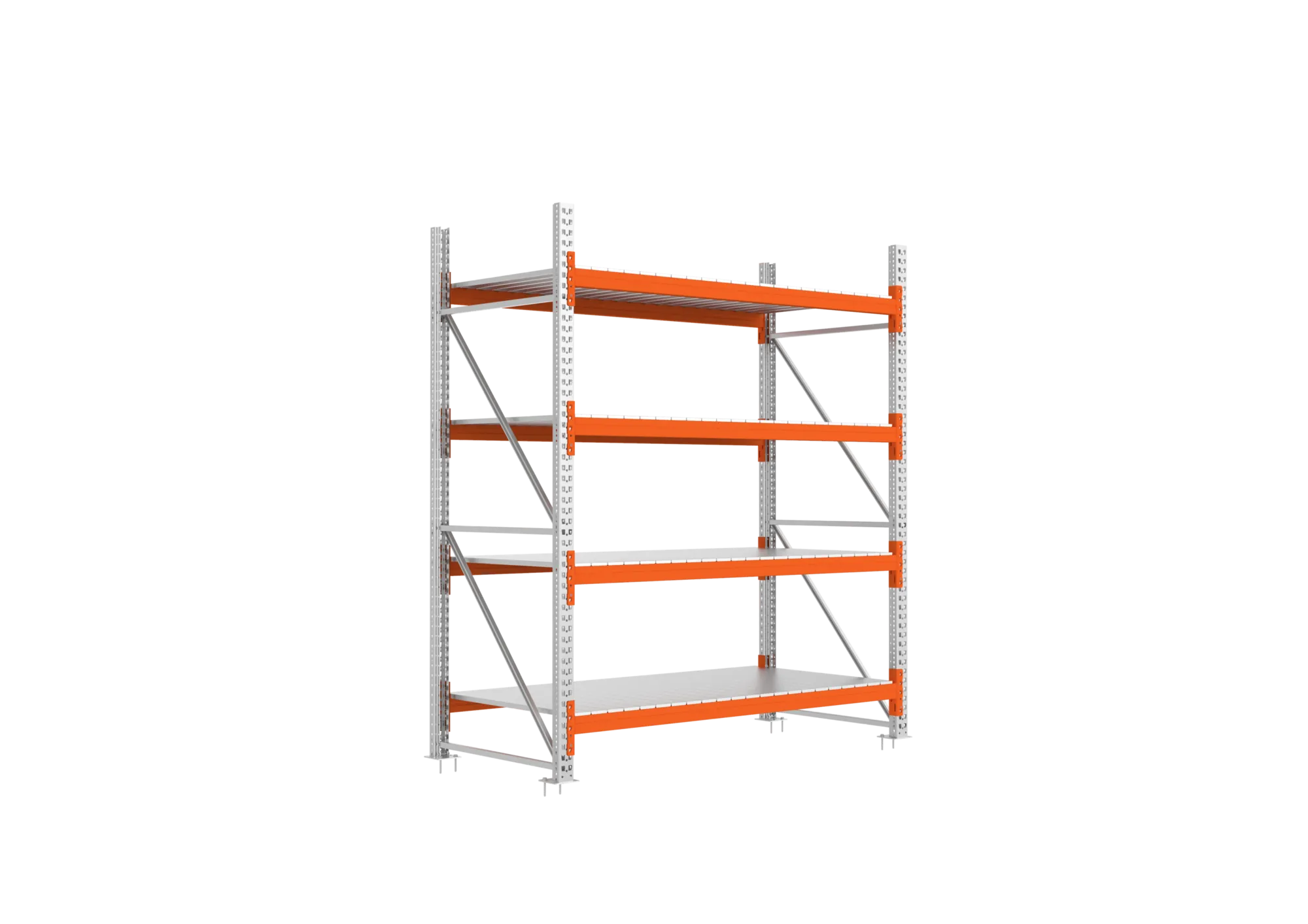 META MULTIPAL | Großfachregal | Grundregal | 2700 x 2225 x 1100 mm | Fachlast 1900 kg | 4 Ebenen | Stahlpaneele | verzinkt
