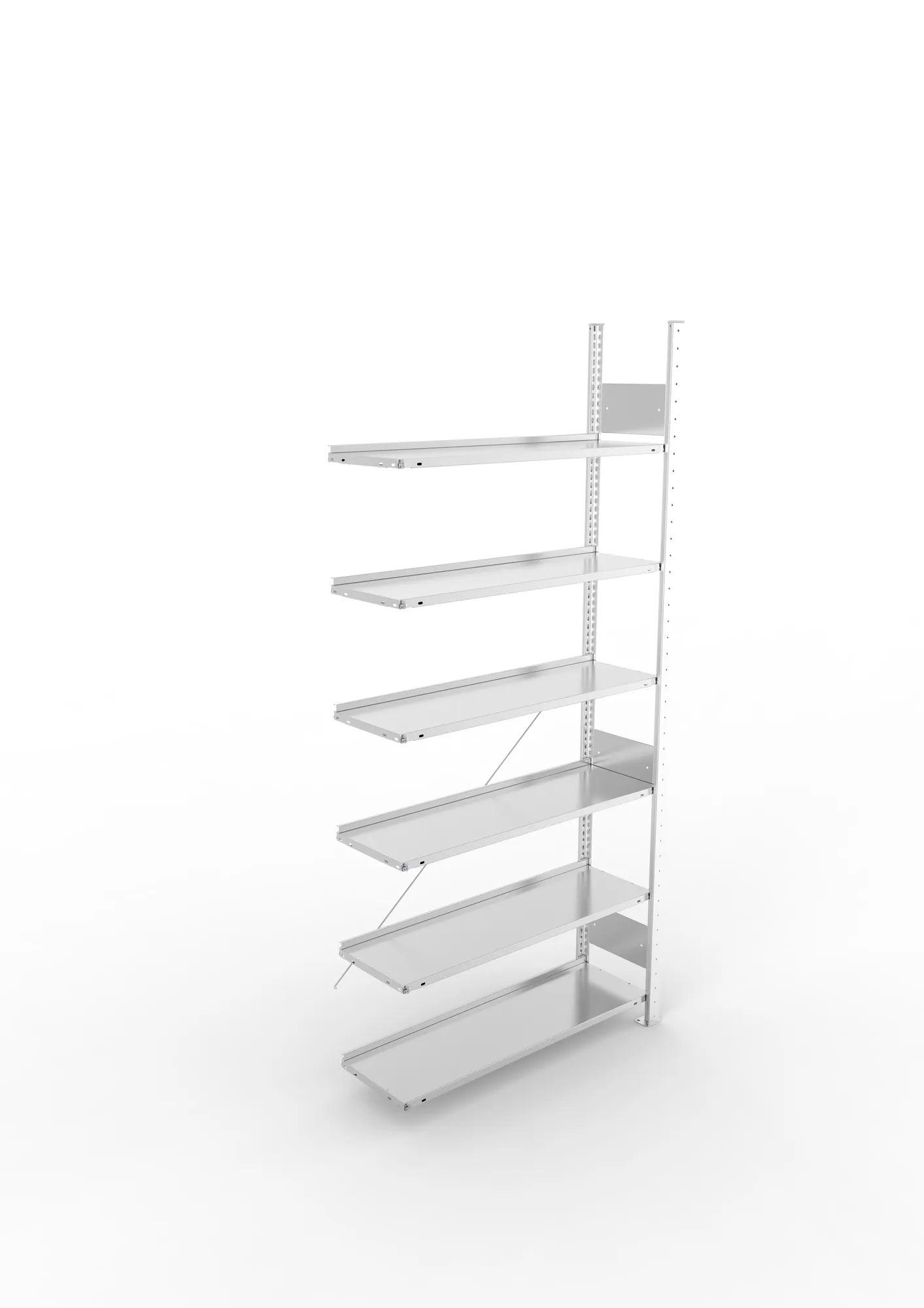 META COMPACT S3| Büro-Steckregal | Anbauregal | 2200 x 1000 x 300 mm | Fachlast 80 kg | 6 Ebenen | Endanschlag | verzinkt