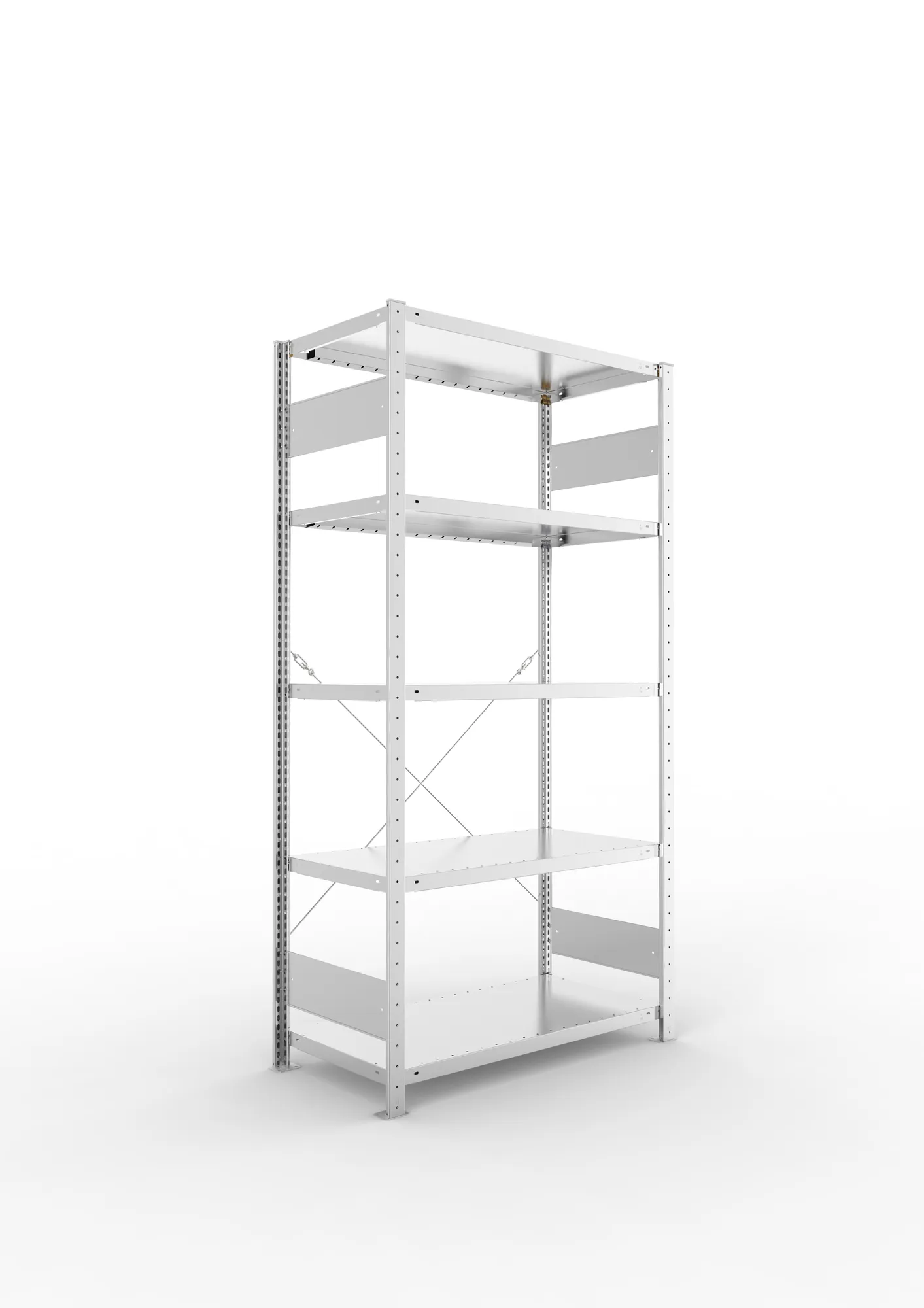 META CLIP S3 | Fachbodenregal | Grundregal | 2000 x 1000 x 500 mm | Fachlast 230 kg | 4+1 Ebenen | verzinkt