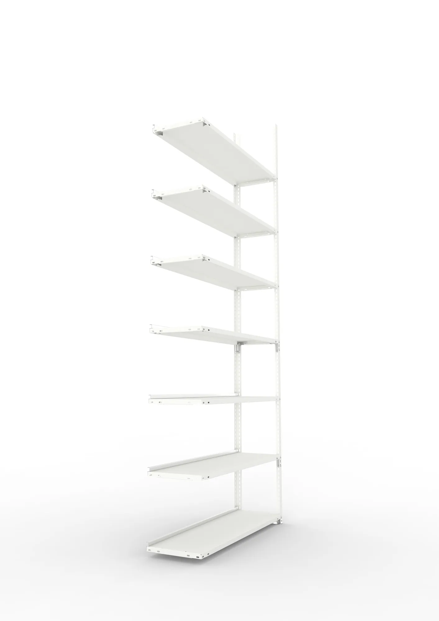 META FIX COMPACT | Büro-Schraubregal | Anbauregal | 2500 x 1000 x 300 mm | Fachlast 80 kg | 7 Ebenen | RAL 7035