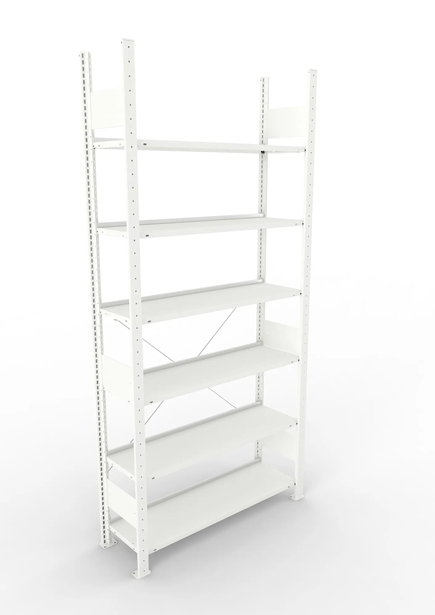 META COMPACT | Büro-Steckregal | Grundregal | 2200 x 1000 x 300 mm | Fachlast 80 kg | 6 Ebenen | RAL 7035