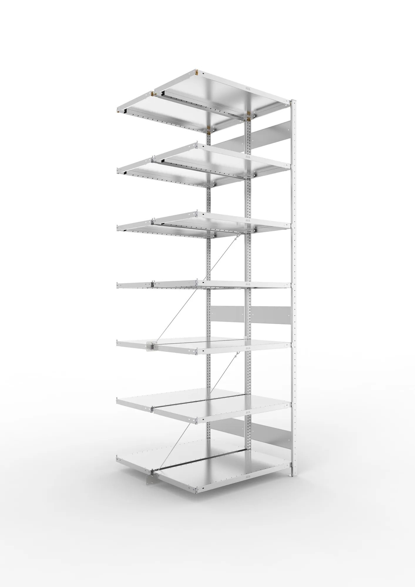 META CLIP | Fachbodenregal | Doppel-Anbauregal | 3000 x 1000 x 500 mm | Fachlast 230 kg | 6+1 Ebenen | verzinkt