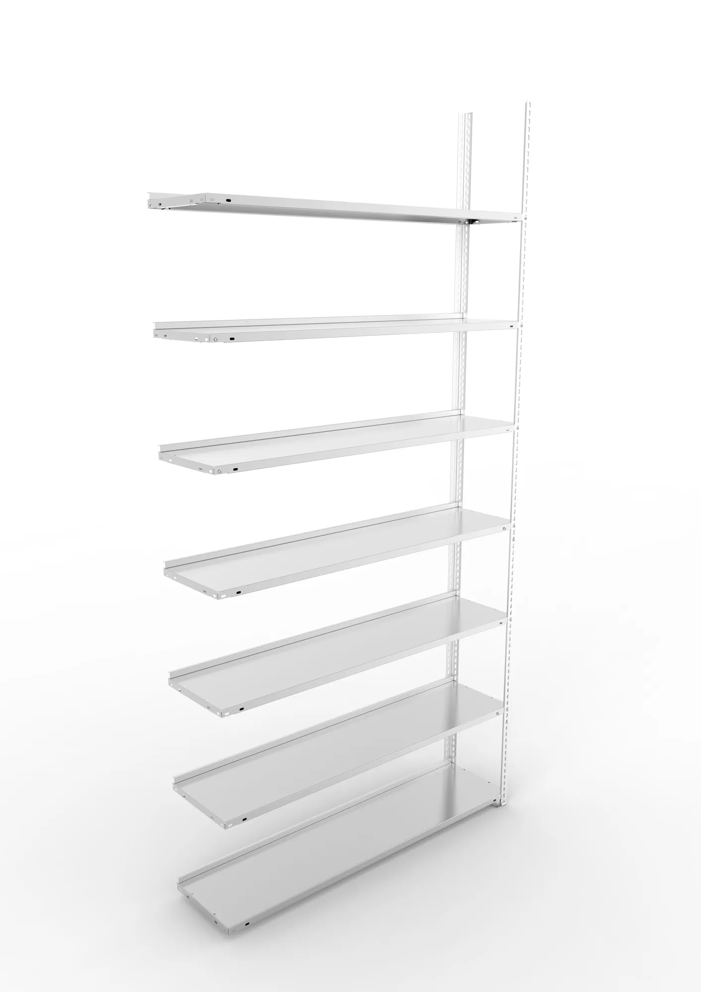 META FIX COMPACT | Büro-Schraubregal | Anbauregal | 2500 x 1250 x 300 mm | Fachlast 80 kg | 7 Ebenen | verzinkt